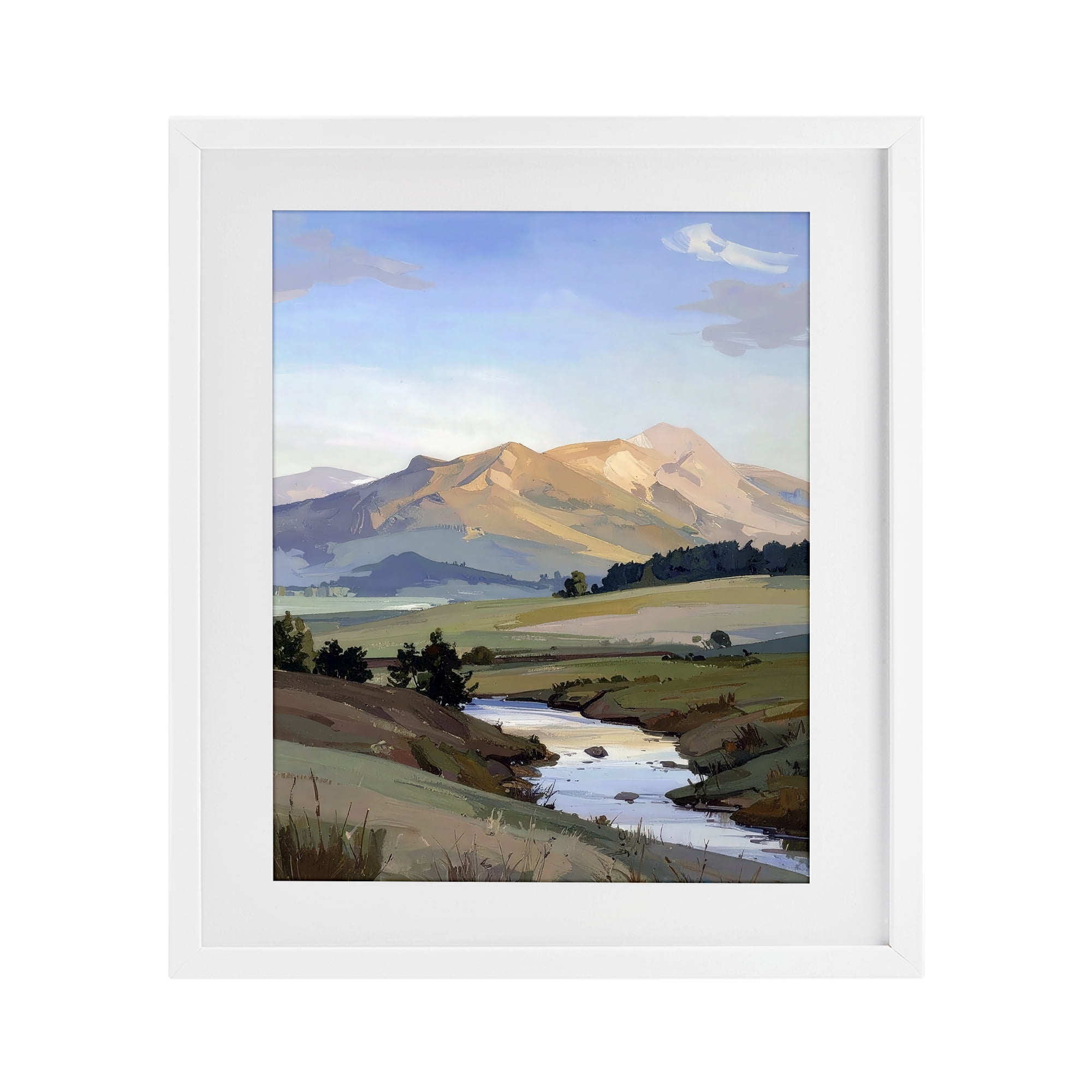 Stupell Industries Across The Valley River White Framed Print Under Glass, design by Alonza Saunders