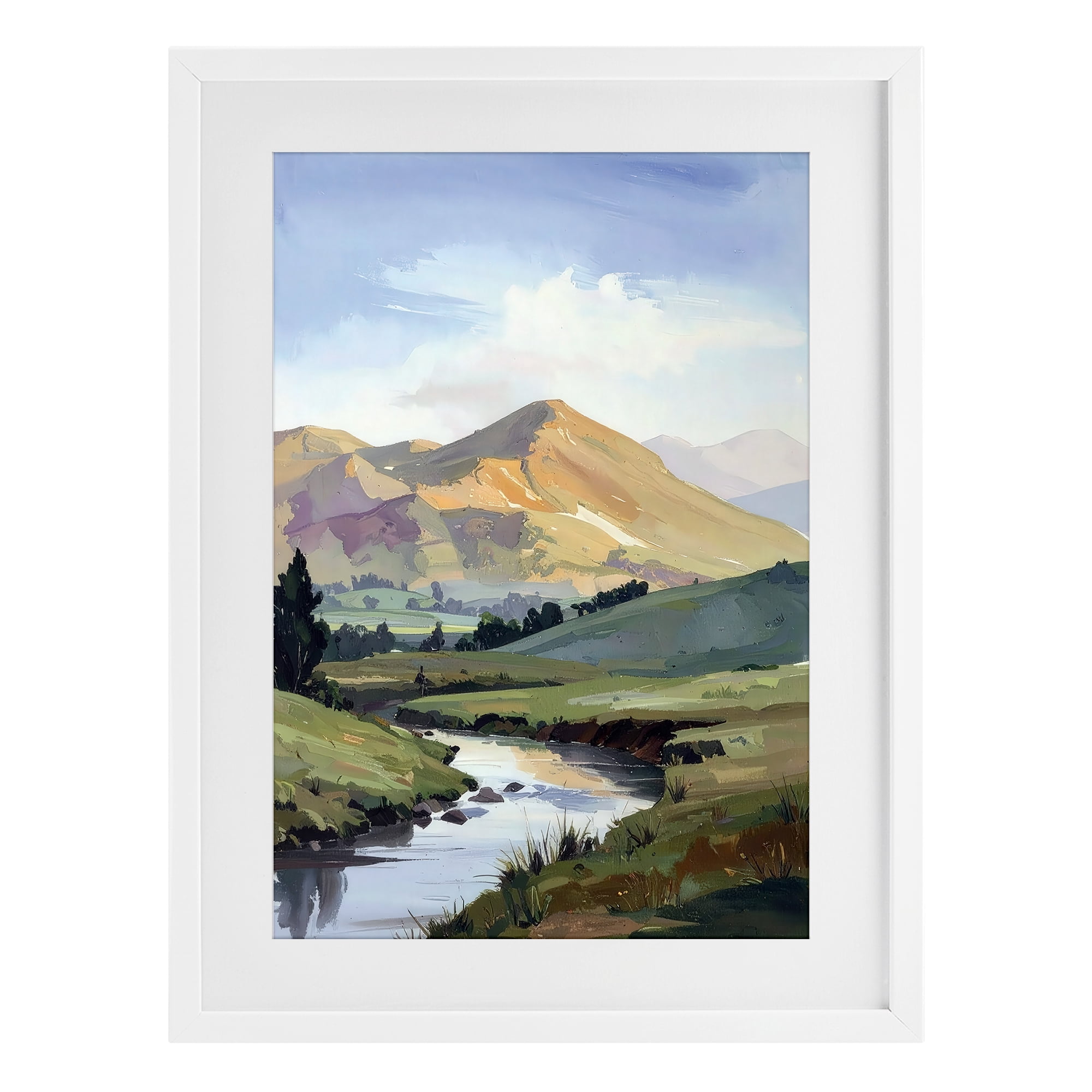Stupell Industries Across The Valley White Framed Print Under Glass, design by Alonza Saunders