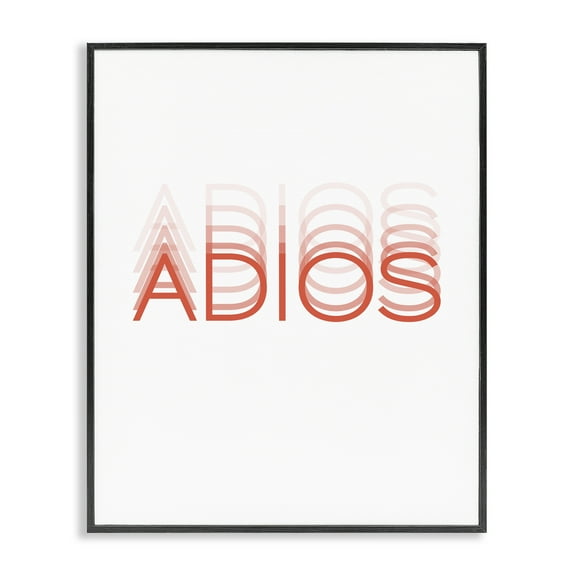 Stupell Industries Adiós Tipográfico Minimalista Typography and Symbols Painting Black Framed Art Print Wall Art, 11 x 14