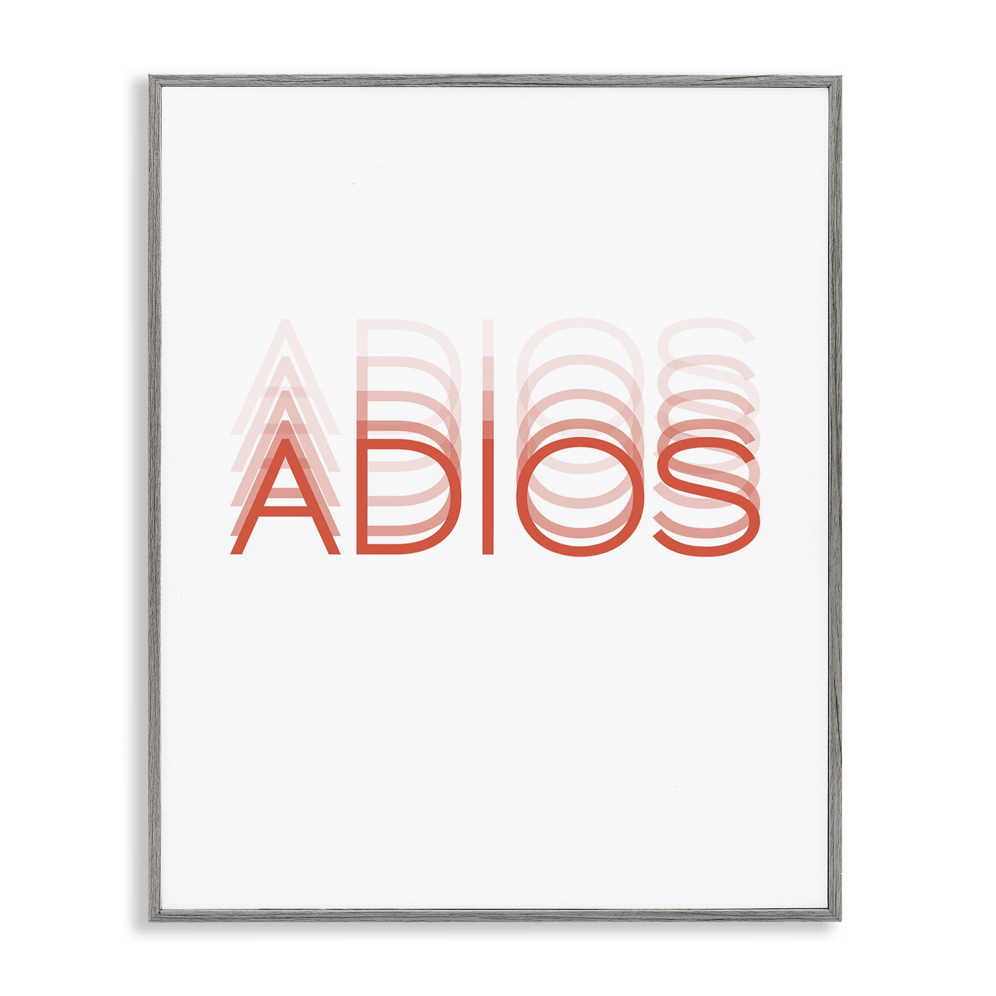Stupell Industries Adiós Tipográfico Minimalista Typography and Symbols Painting Gray Framed Art Print Wall Art, 11 x 14