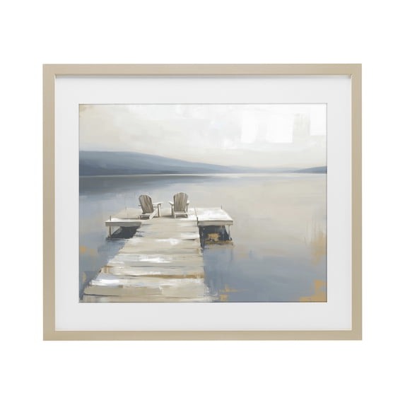Stupell Industries Traditional Adirondack Chairs on Pier Birch Framed Print Under Glass, 21 x 17, by Kim Curinga