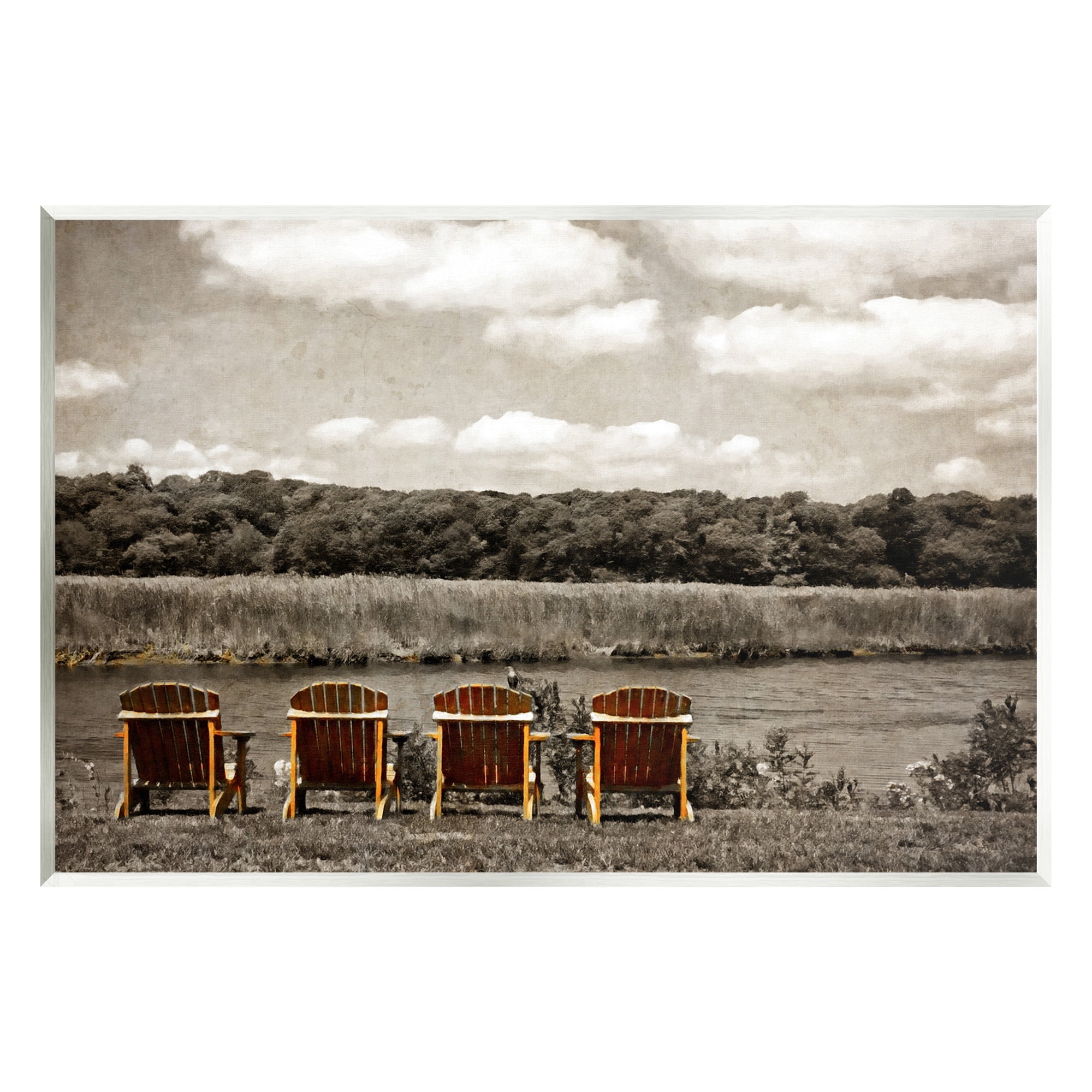 Stupell Industries Adirondacks Lake View Landscape Painting Unframed Art Print Wall Art, 19 x 13