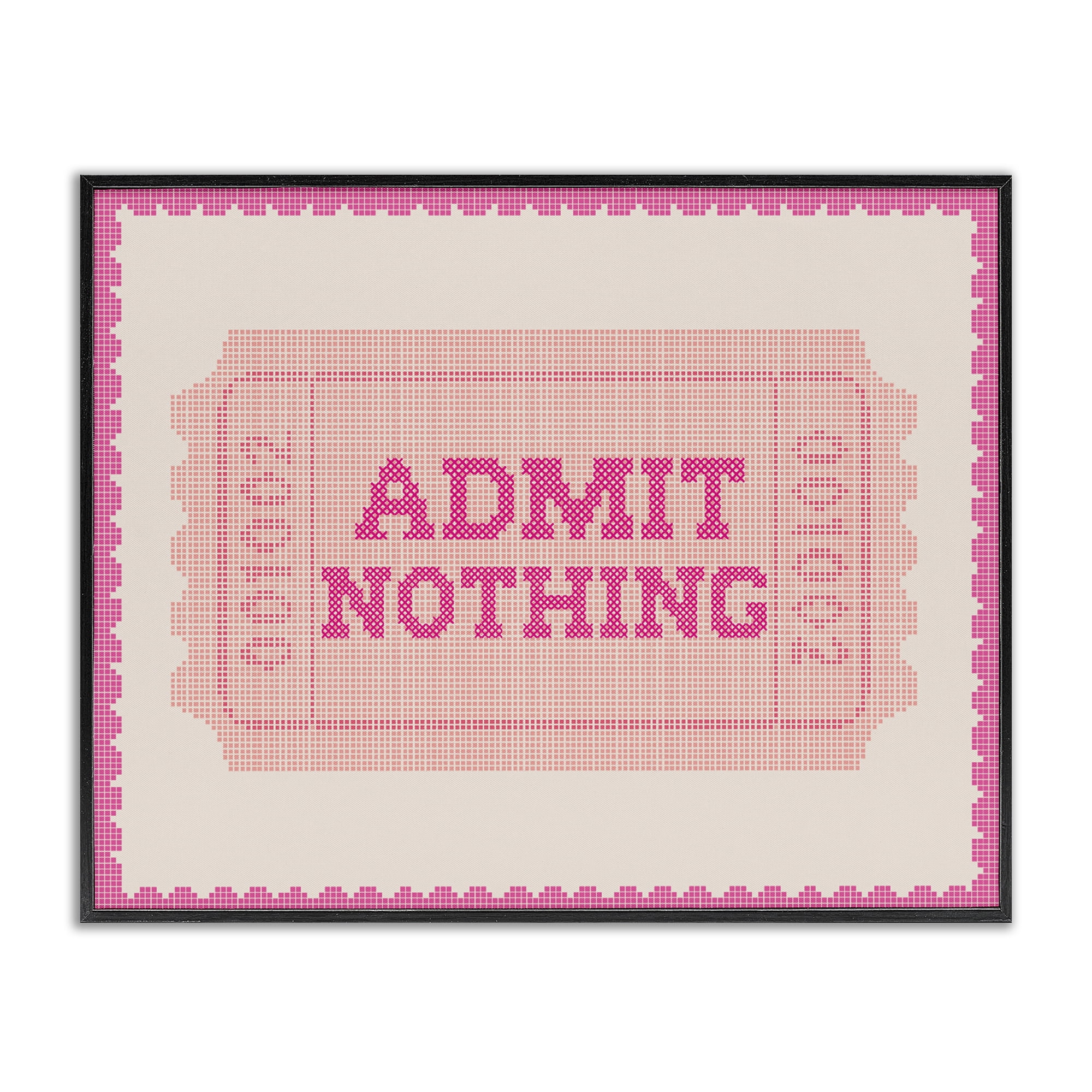 Stupell Industries Admit Nothing Retro Pink Ticket Black Framed Giclee Art, design by Lil' Rue