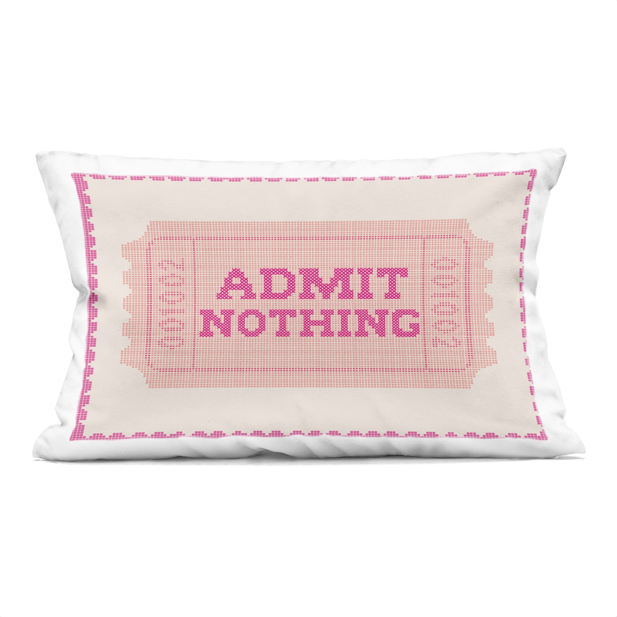 Stupell Industries Admit Nothing Retro Pink Ticket Decorative Printed Throw Pillow, design by Lil' Rue, 14 x 7 x 20