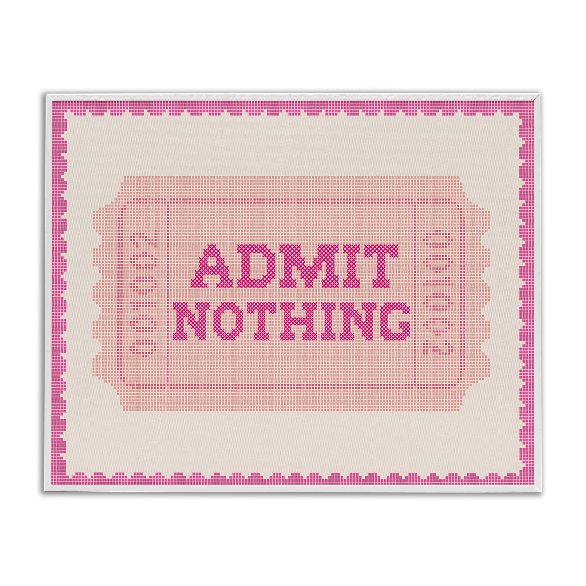 Stupell Industries Admit Nothing Retro Pink Ticket White Framed Giclee Art, design by Lil' Rue