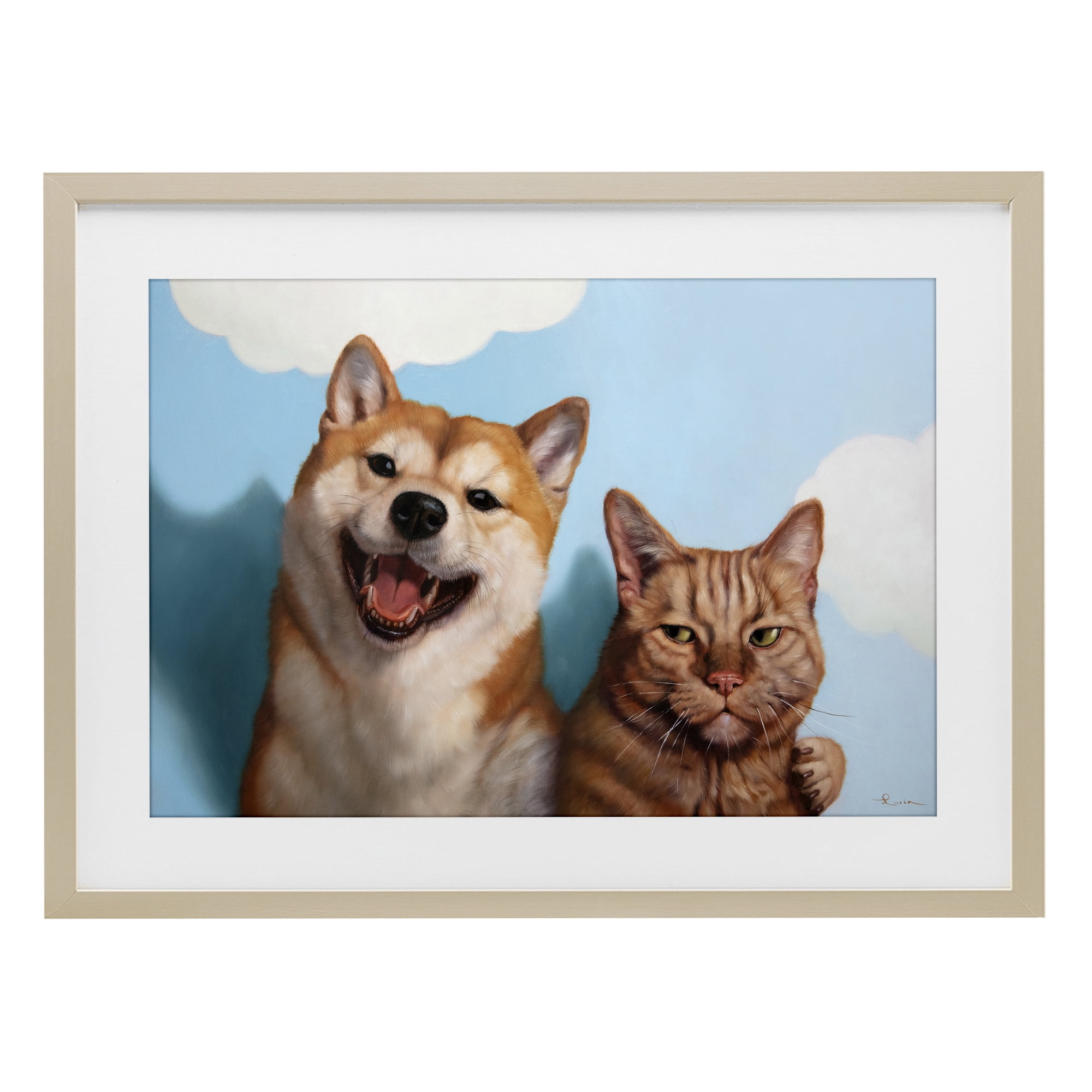 Stupell Industries Adopted Brother Dog & Cat Birch Framed Print Under Glass, design by Lucia Heffernan