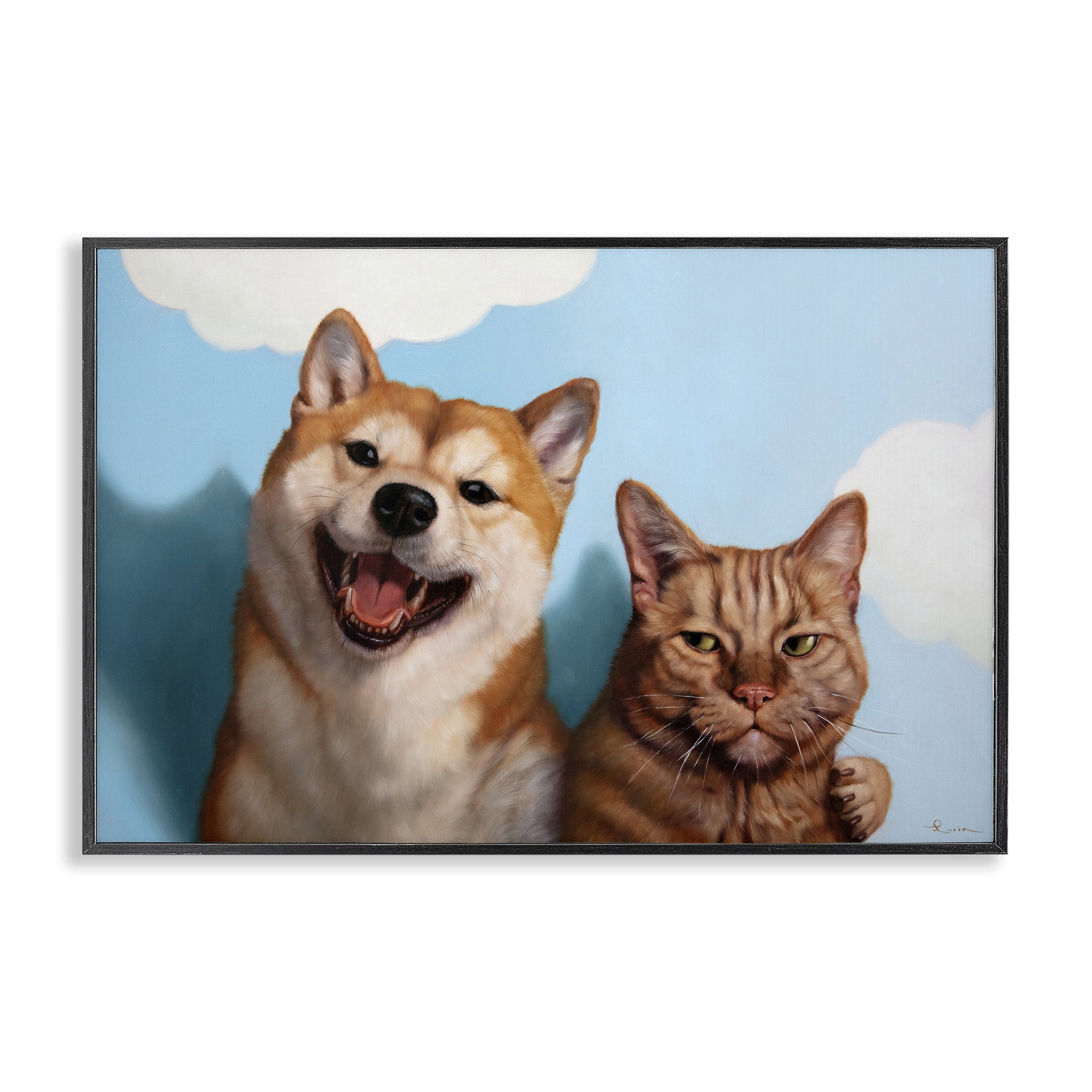 Stupell Industries Adopted Brother Dog & Cat Black Framed Giclee Art, design by Lucia Heffernan