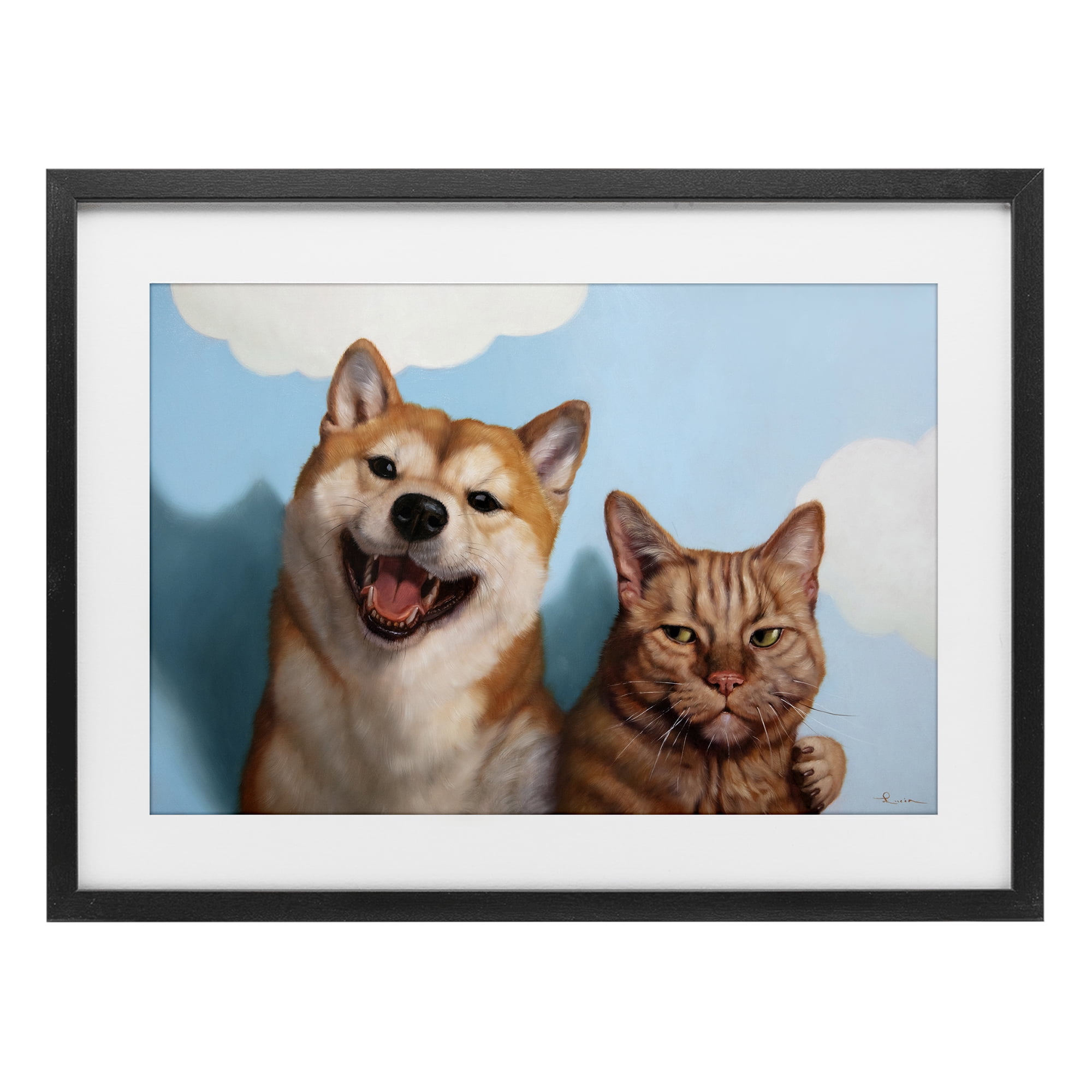 Stupell Industries Adopted Brother Dog & Cat Black Framed Print Under Glass, design by Lucia Heffernan
