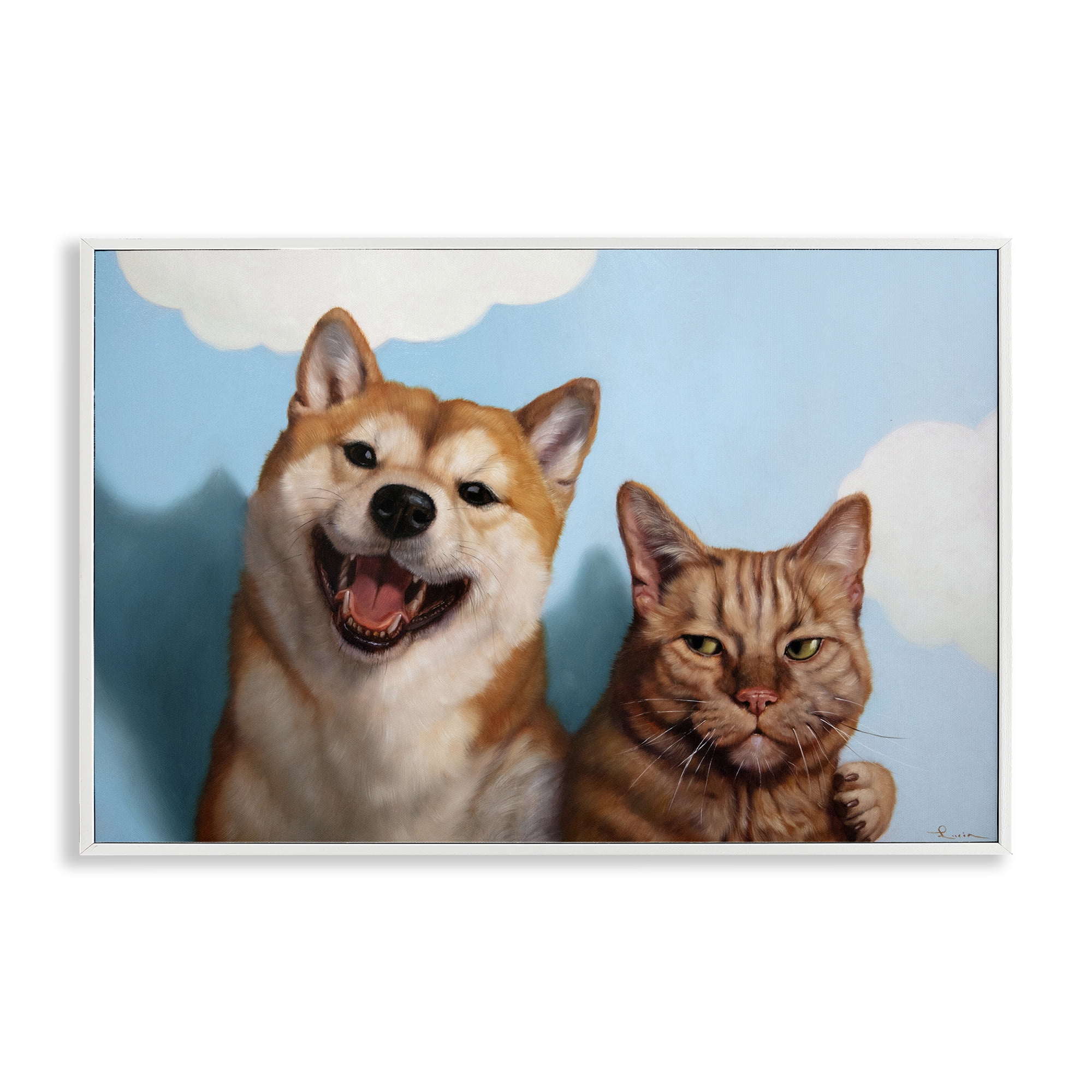 Stupell Industries Adopted Brother Dog & Cat White Framed Giclee Art, design by Lucia Heffernan