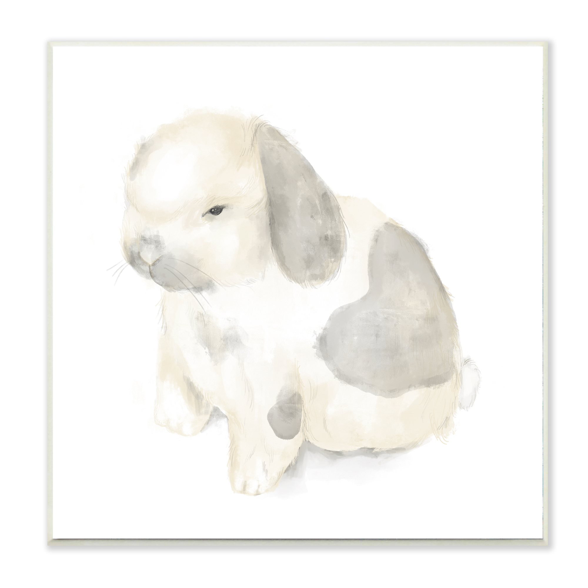 Stupell Industries Adorable Baby Bunny Soft Grey Beige Illustration Wall Plaque, 12 x 12, Design by Daphne Polselli