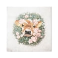 thumbnail image 1 of Stupell Industries Adorable Baby Calf Cow Pink Blossom Wreath Painting Gallery Wrapped Canvas Print Wall Art, Design by White Ladder, 1 of 5