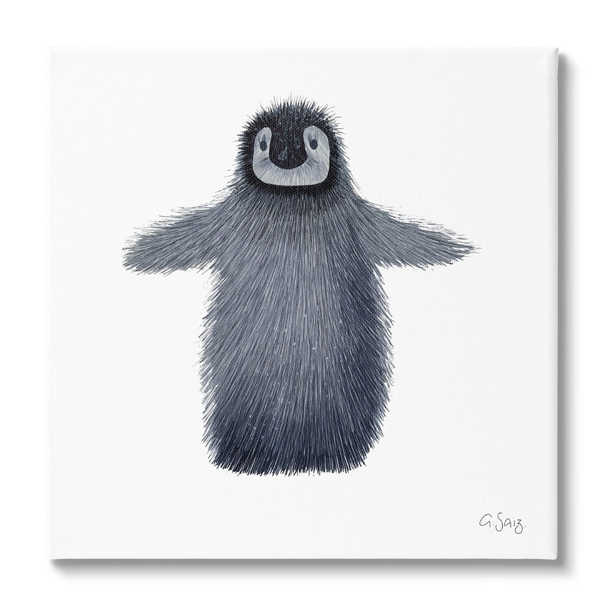 Stupell Industries Adorable Baby Penguin Bird Arctic Animal Illustration Canvas Wall Art, 17 x 17, Design by Ale Saiz Studio