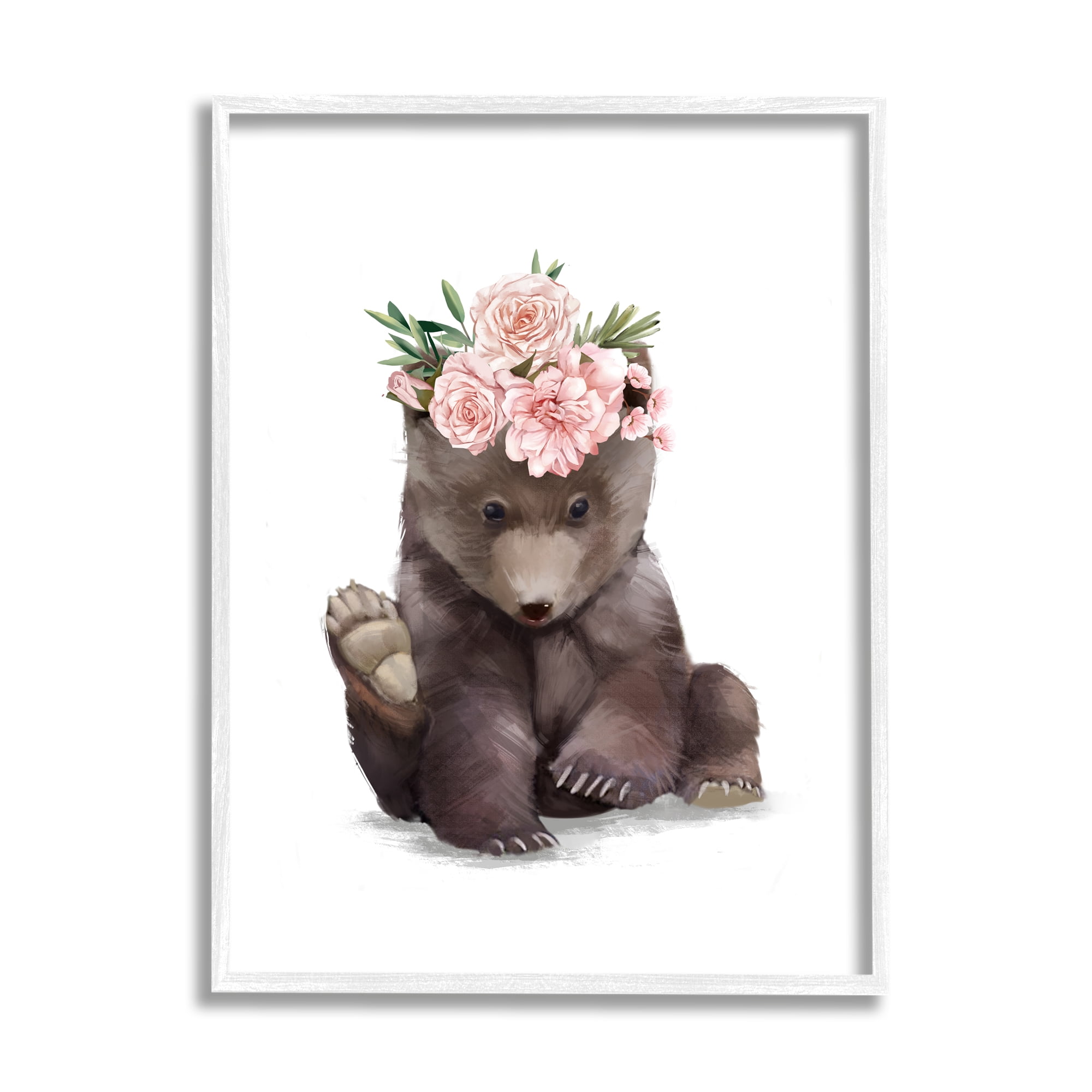 Stupell Industries Adorable Brown Bear Floral Crown Chic Forest Animal, 11 x 14, Designed by Ziwei Li