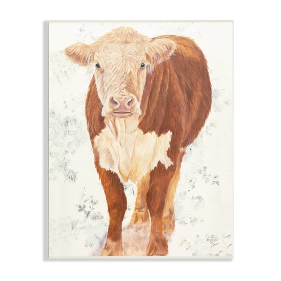 Stupell Industries Adorable Brown Calf Warm Countryside Meadow Painting , 13 x 19, Design by Diane Fifer