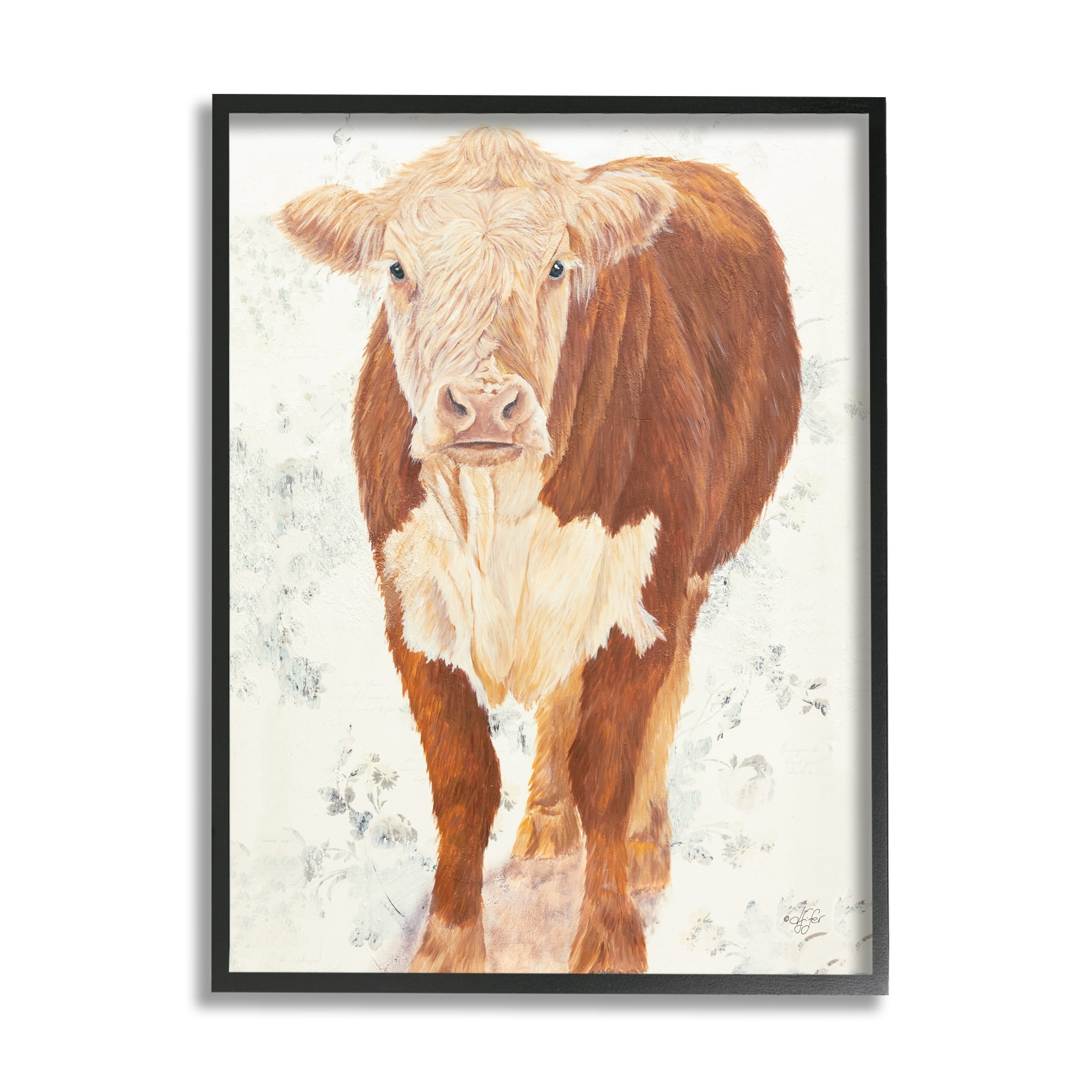 Stupell Industries Adorable Brown Calf Warm Countryside Meadow Painting , 16 x 20, Design by Diane Fifer