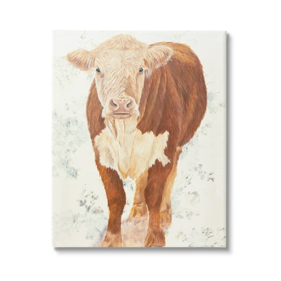 Stupell Industries Adorable Brown Calf Warm Countryside Meadow Painting Gallery-Wrapped Canvas Print Wall Art, 24x30, by Diane Fifer