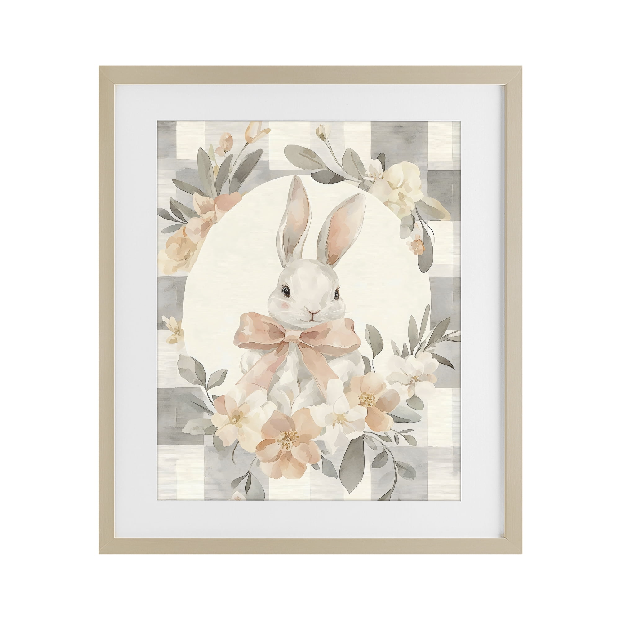 Stupell Industries Adorable Bunny in Wreath Birch Framed Print Under Glass, design by Creative Studio