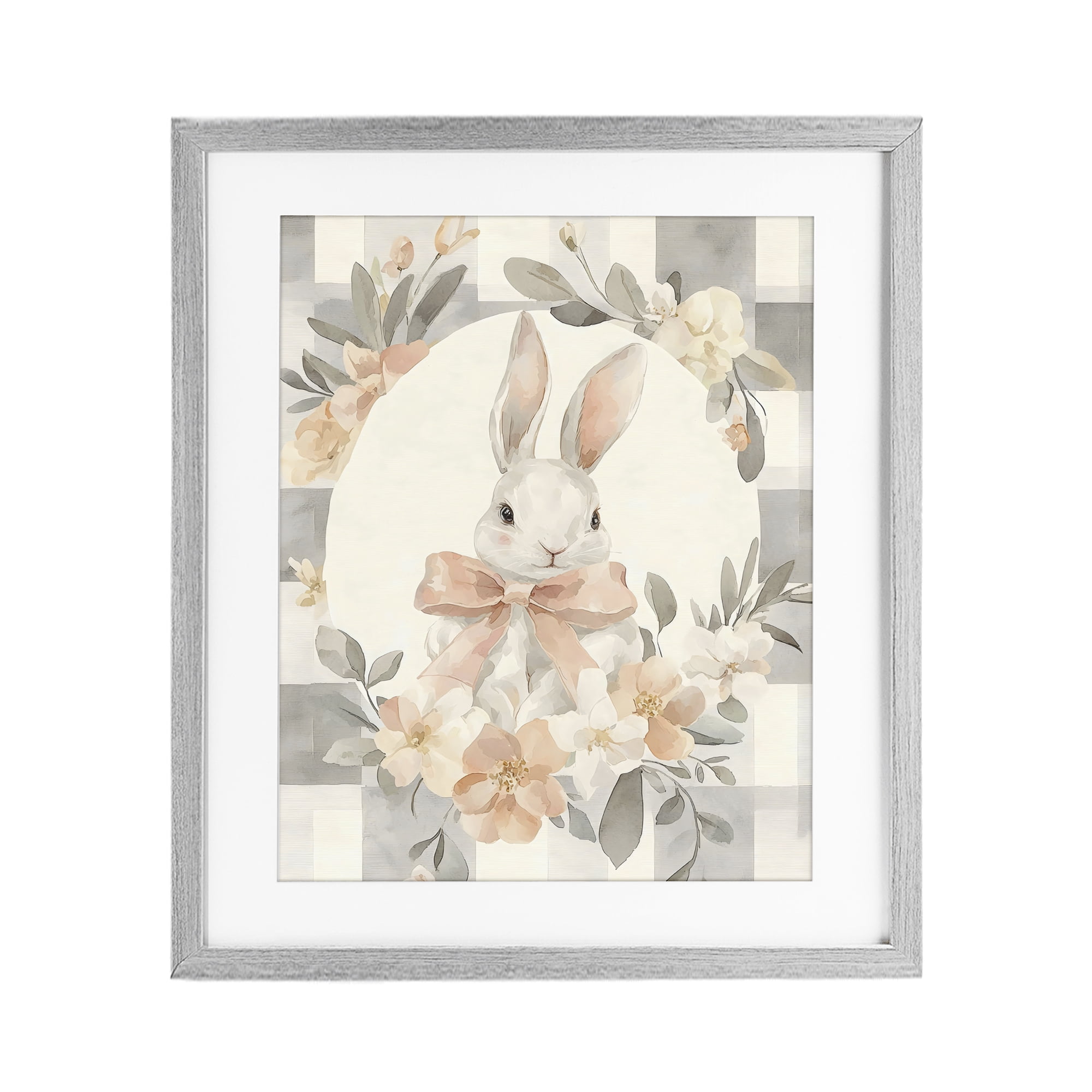 Stupell Industries Adorable Bunny in Wreath Gray Framed Print Under Glass, design by Creative Studio