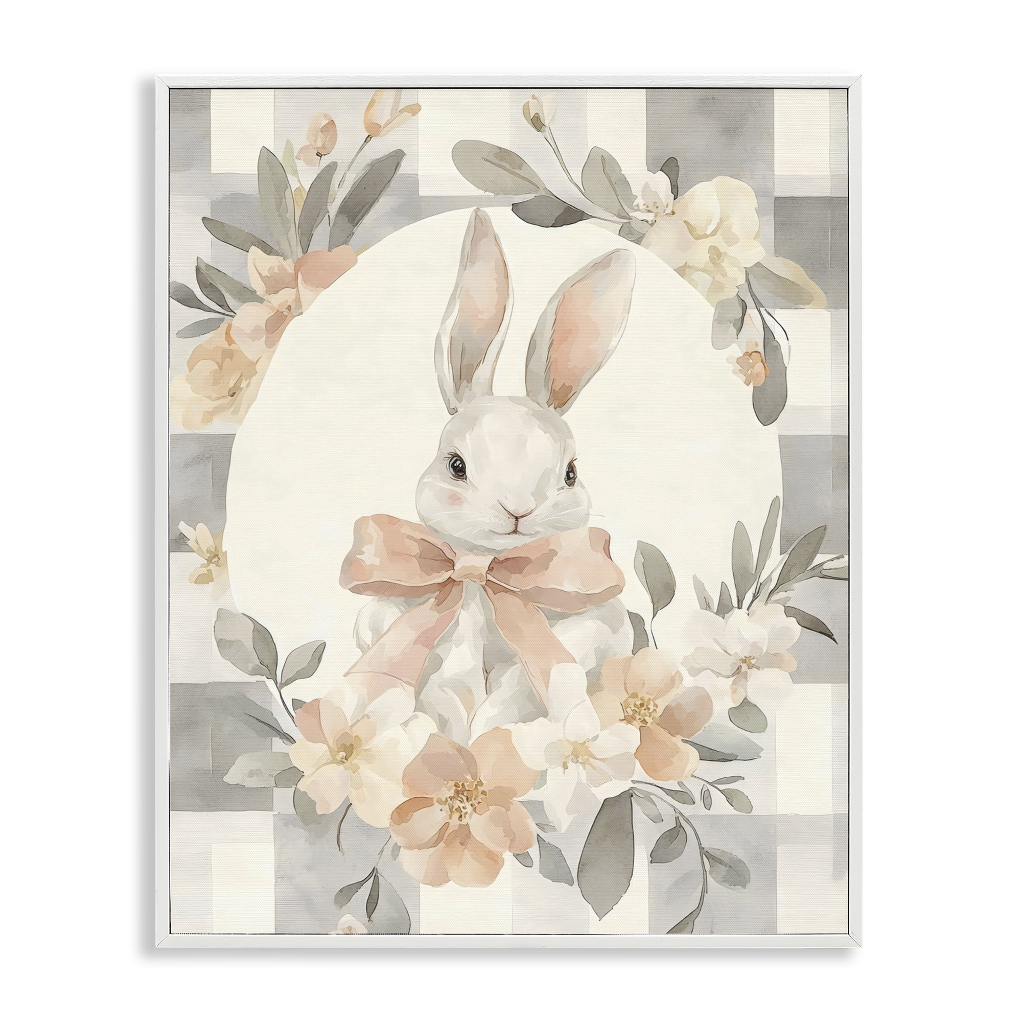 Stupell Industries Adorable Bunny in Wreath White Framed Giclee Art, design by Creative Studio