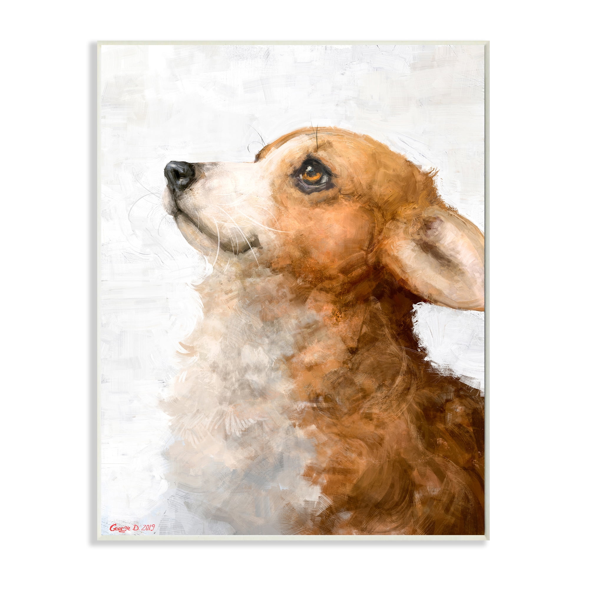 Stupell Industries Adorable Corgi Puppy Portrait Pet Dog Watercolor Wall Plaque, 10 x 15, Design by George Dyachenko