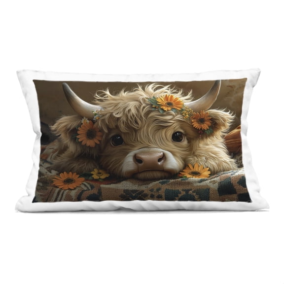 Stupell Industries Adorable Flower Bedecked Cattle Decorative Printed Throw Pillow, design by Momart