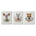 thumbnail image 1 of Stupell Industries Adorable Forest Creatures Floral Wreath Details Design by Lisa Lane, 3 Piece, 16" x 20", 1 of 4