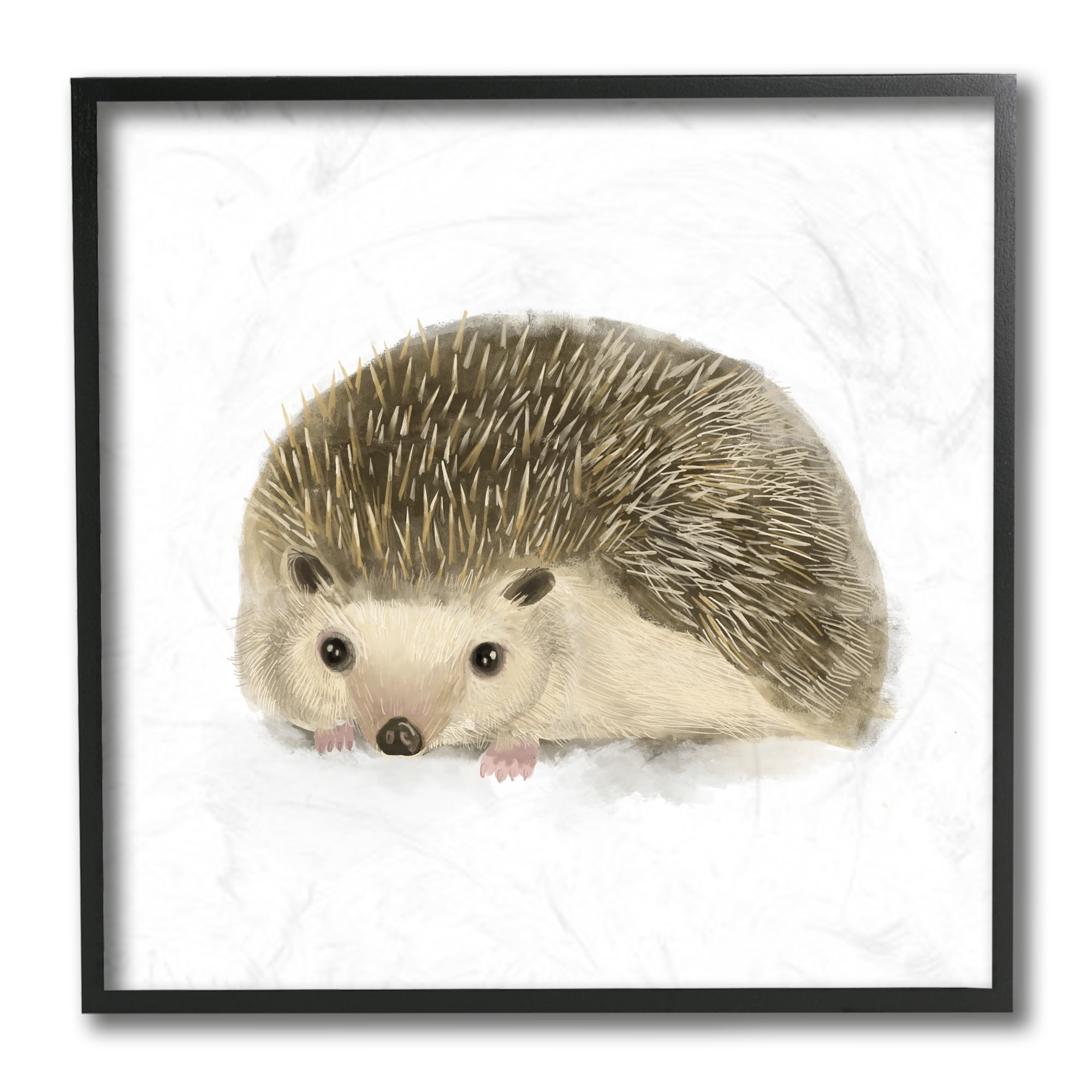 Stupell Industries Adorable Hedgehog Illustration Nursery Woodland Animal Black Framed, 12 x 12, Design by Daphne Polselli