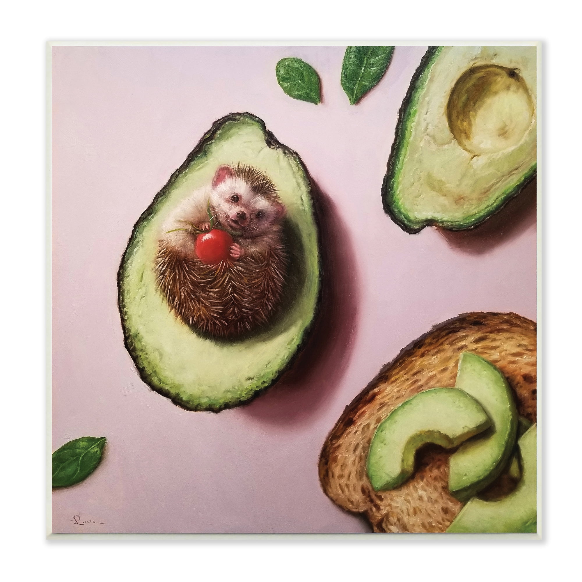 Stupell Industries Adorable Hedgehog Resting in Avocado,12 x 12,Designed by Lucia Heffernan