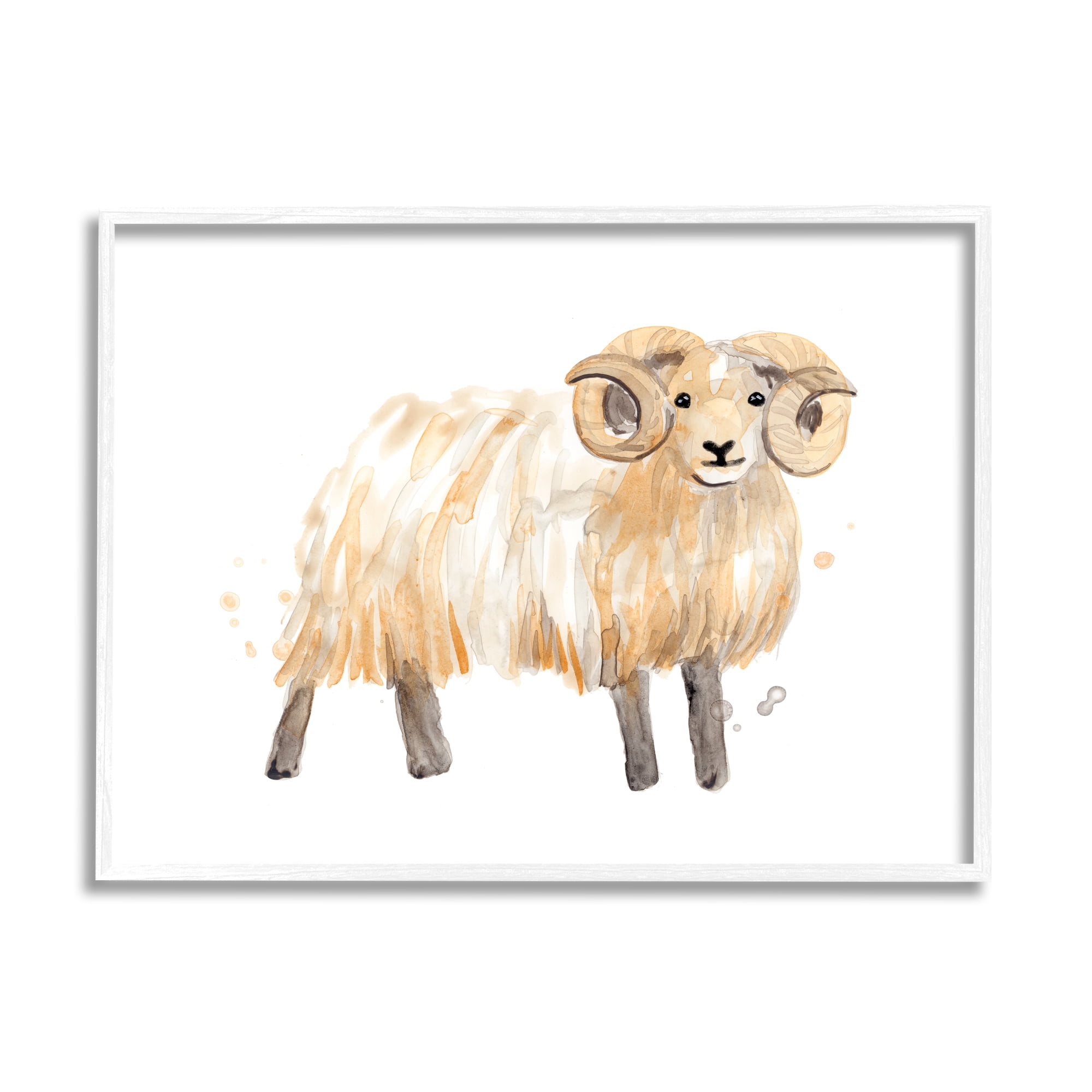 Stupell Industries Adorable Highland Ram Farmside Shaggy Fur Goat, 11 x 14, Designed by June Erica Vess