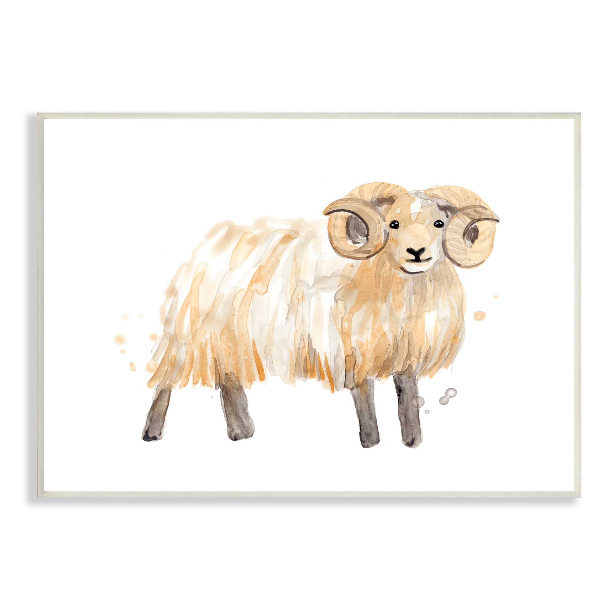Stupell Industries Adorable Highland Ram Farmside Shaggy Fur Goat, 13 x 19, Designed by June Erica Vess