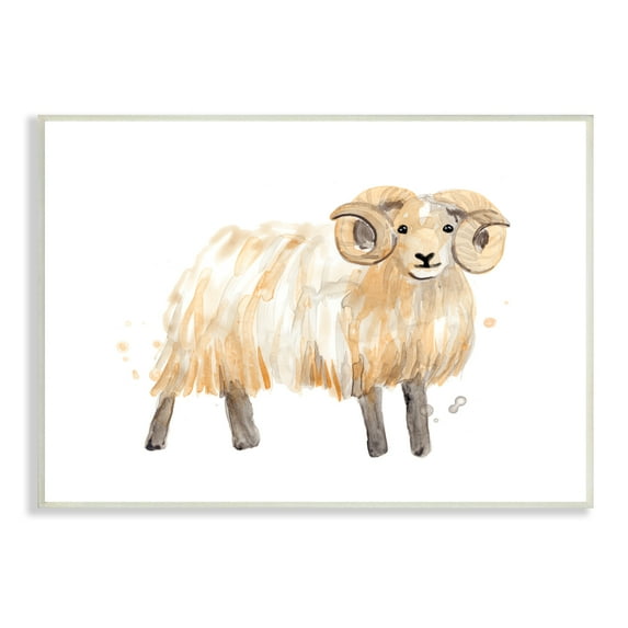 Stupell Industries Adorable Highland Ram Farmside Shaggy Fur Goat, 13 x 19, Designed by June Erica Vess