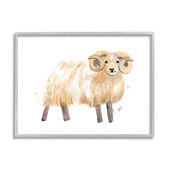 Stupell Industries Adorable Highland Ram Farmside Shaggy Fur Goat, 16 x 20, Designed by June Erica Vess