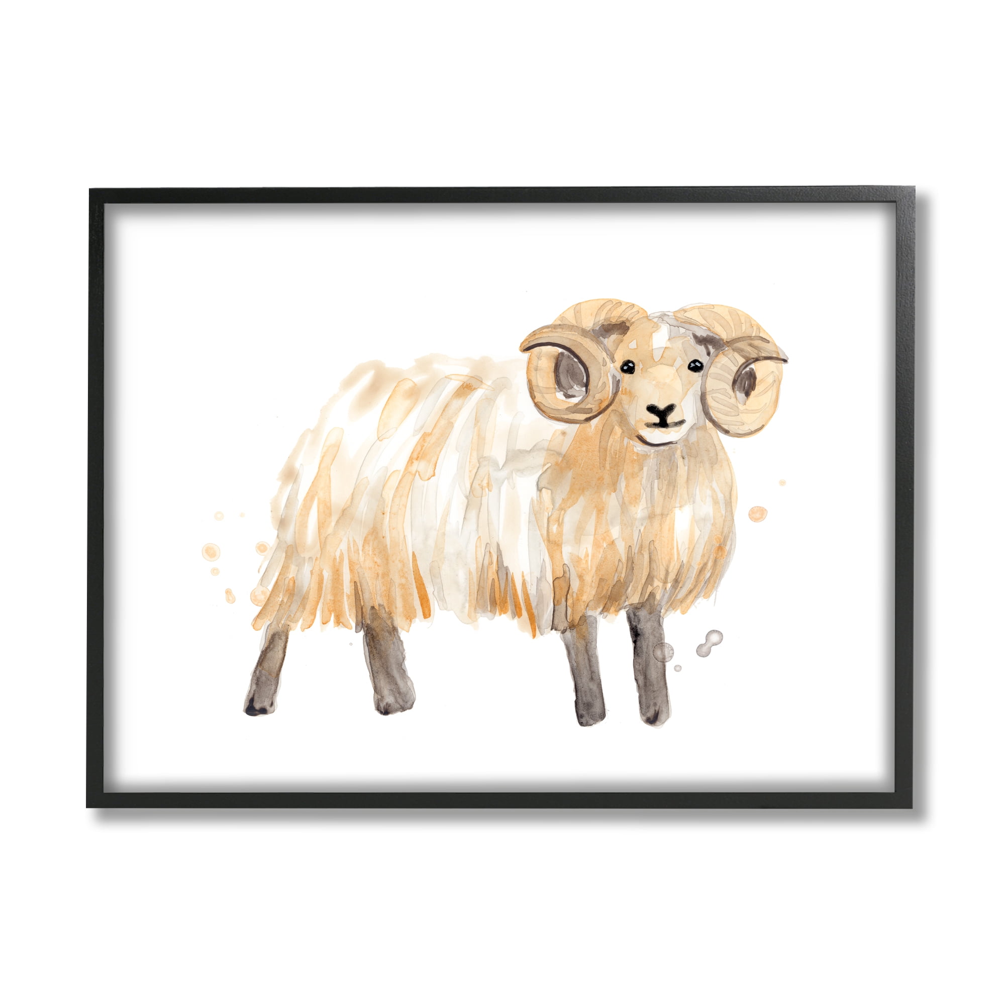 Stupell Industries Adorable Highland Ram Farmside Shaggy Fur Goat, 16 x 20, Designed by June Erica Vess