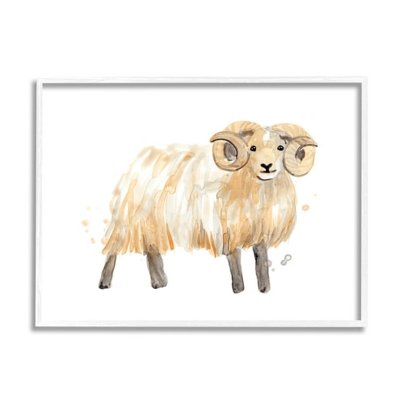 Stupell Industries Adorable Highland Ram Farmside Shaggy Fur Goat, 16 x 20, Designed by June Erica Vess