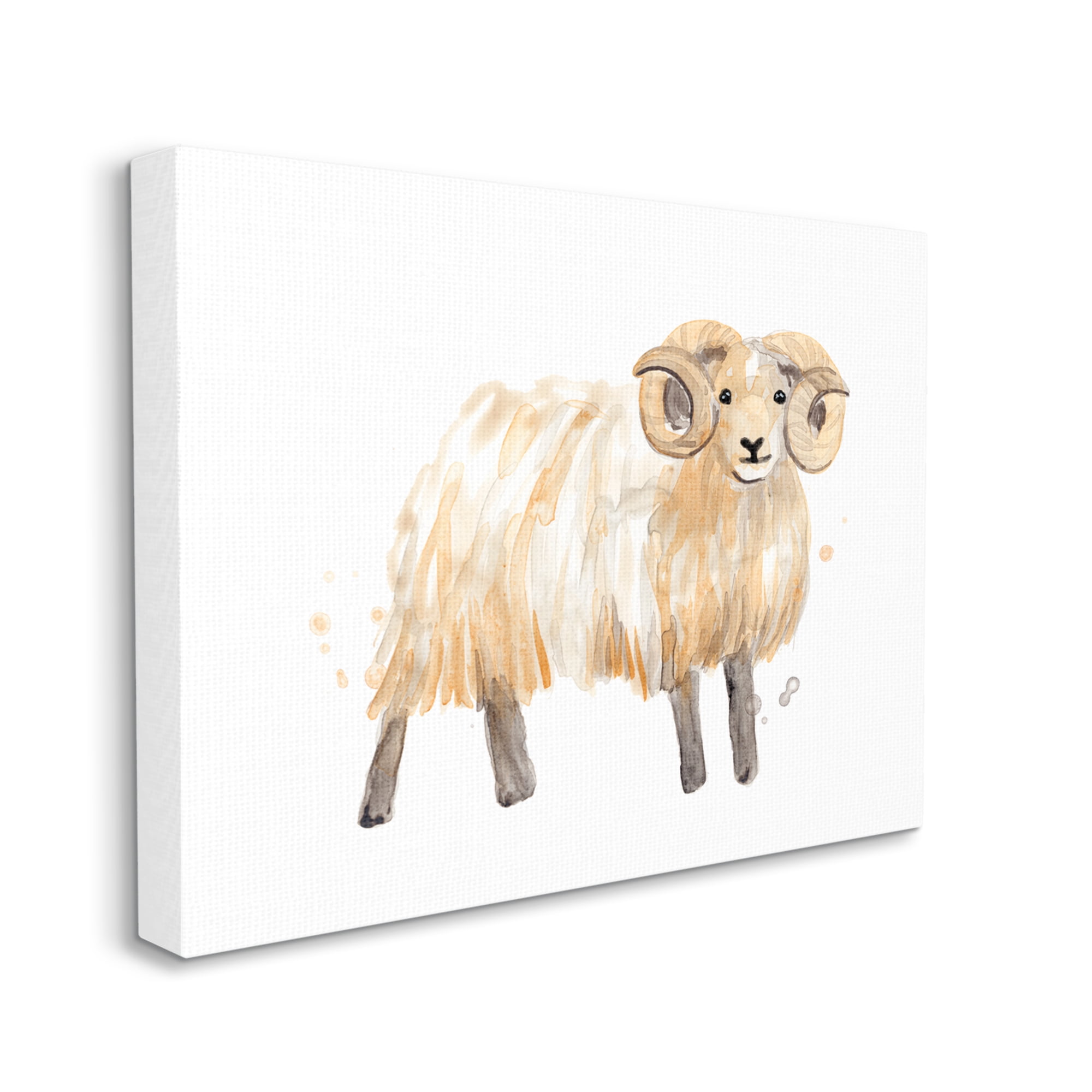 Stupell Industries Adorable Highland Ram Farmside Shaggy Fur Goat, 24 x 30, Designed by June Erica Vess