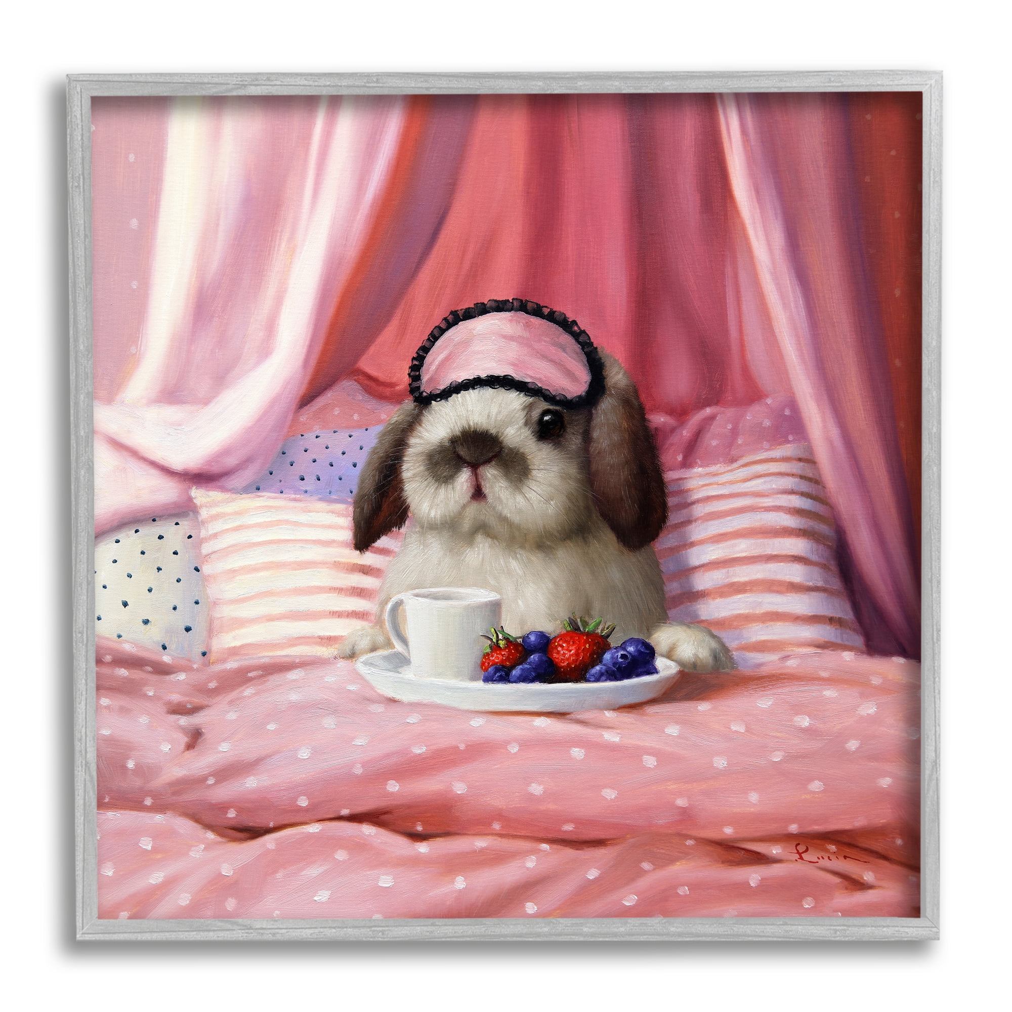 Stupell Industries Adorable House Bunny Rabbit Breakfast In Bed Pink, 12 x 12, Design by Lucia Heffernan