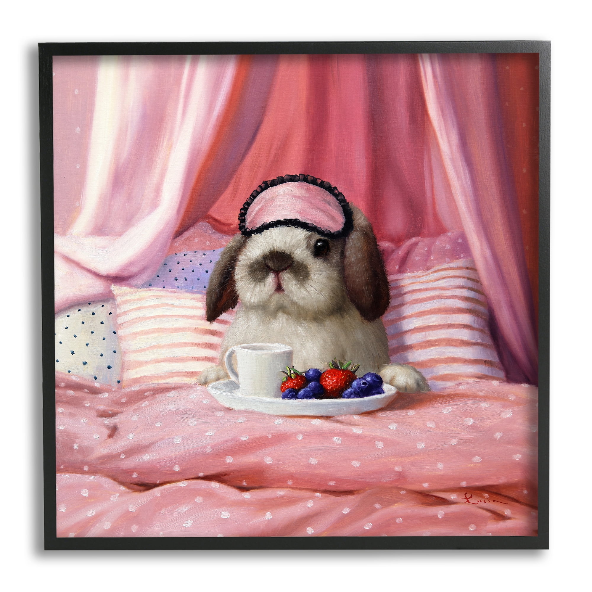 Stupell Industries Adorable House Bunny Rabbit Breakfast In Bed Pink, 17 x 30, Design by Lucia Heffernan