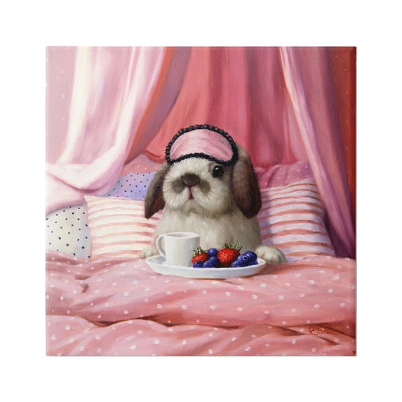 Stupell Industries Adorable House Bunny Rabbit Breakfast In Bed Pink, 24 x 24, Design by Lucia Heffernan
