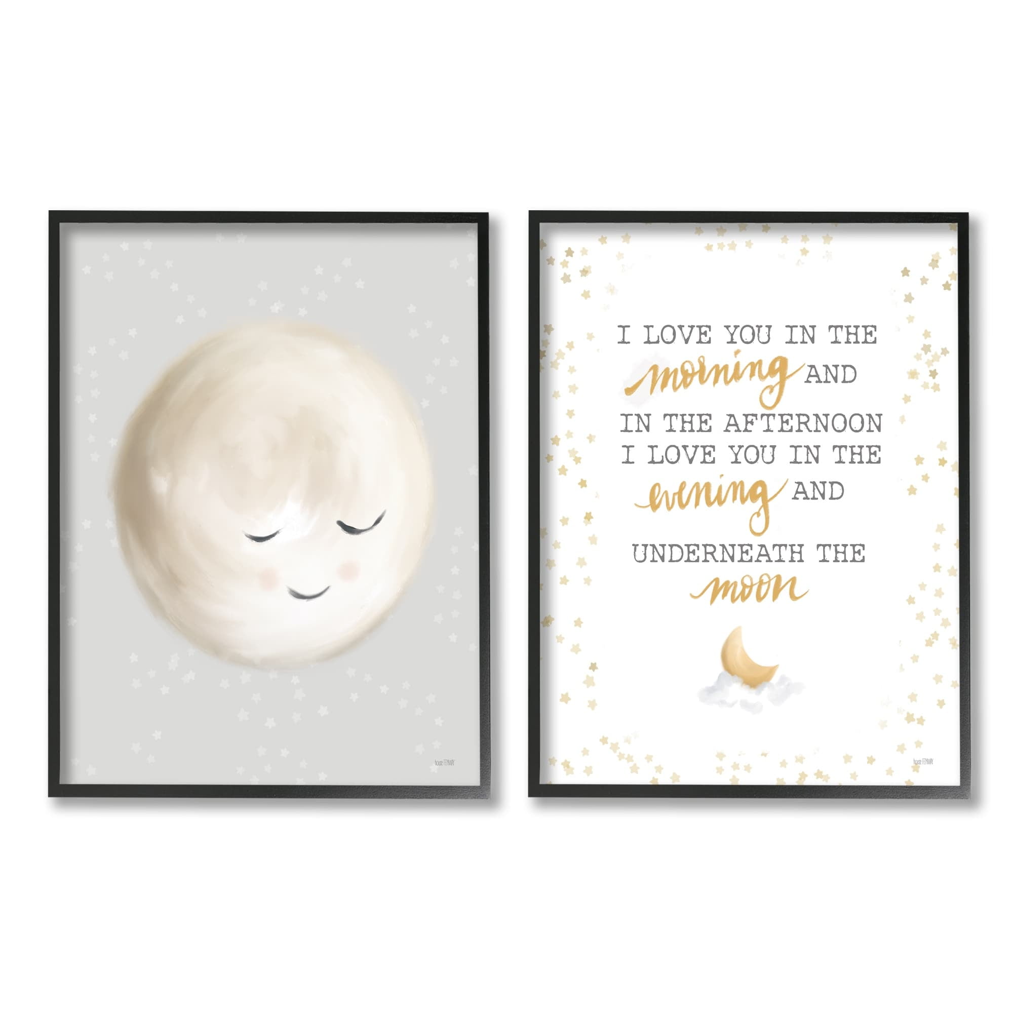 Stupell Industries Adorable I Love You Moon Quote Illustration , 11 x 14, Design by House Fenway