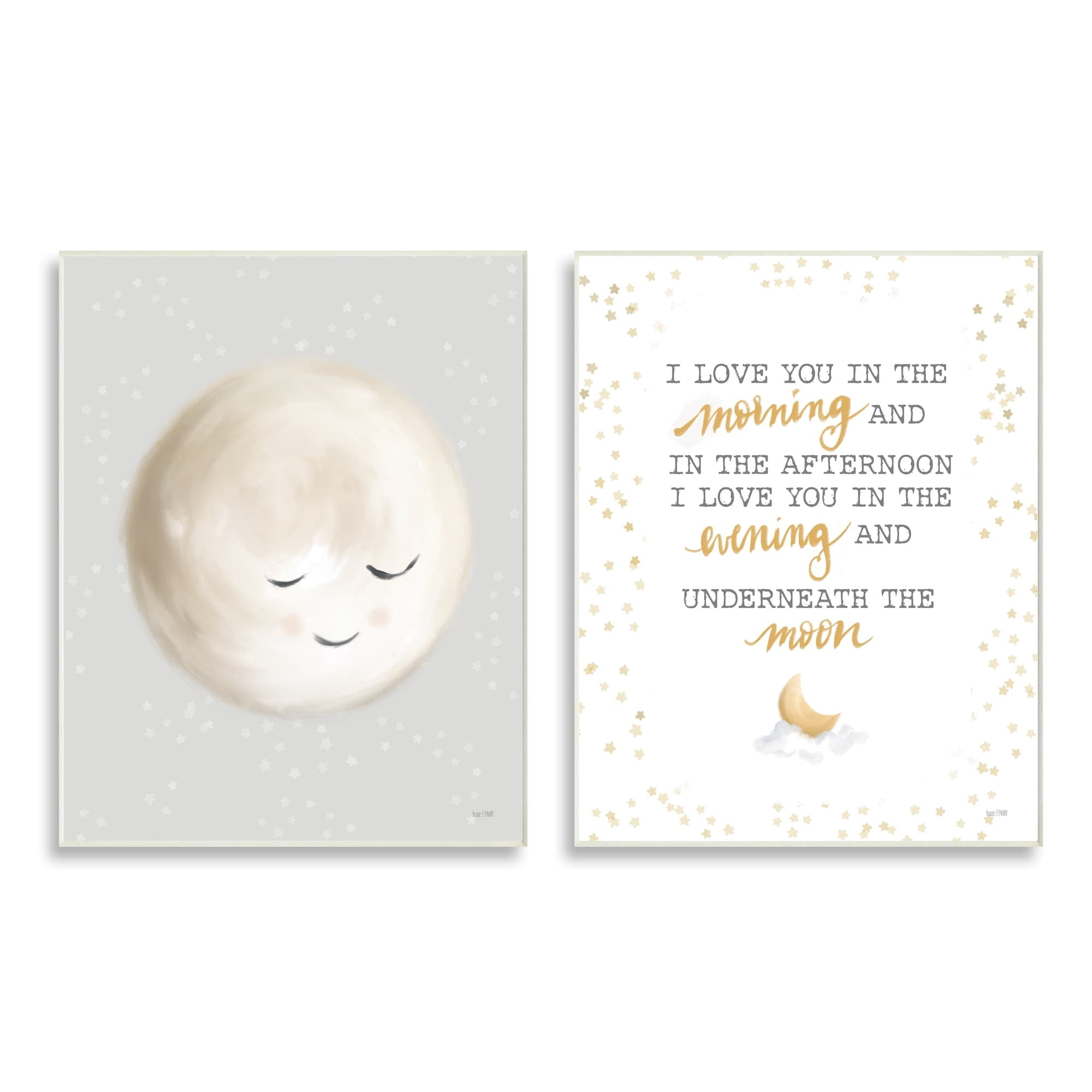 Stupell Industries Adorable I Love You Moon Quote Illustration , 13 x 19, Design by House Fenway