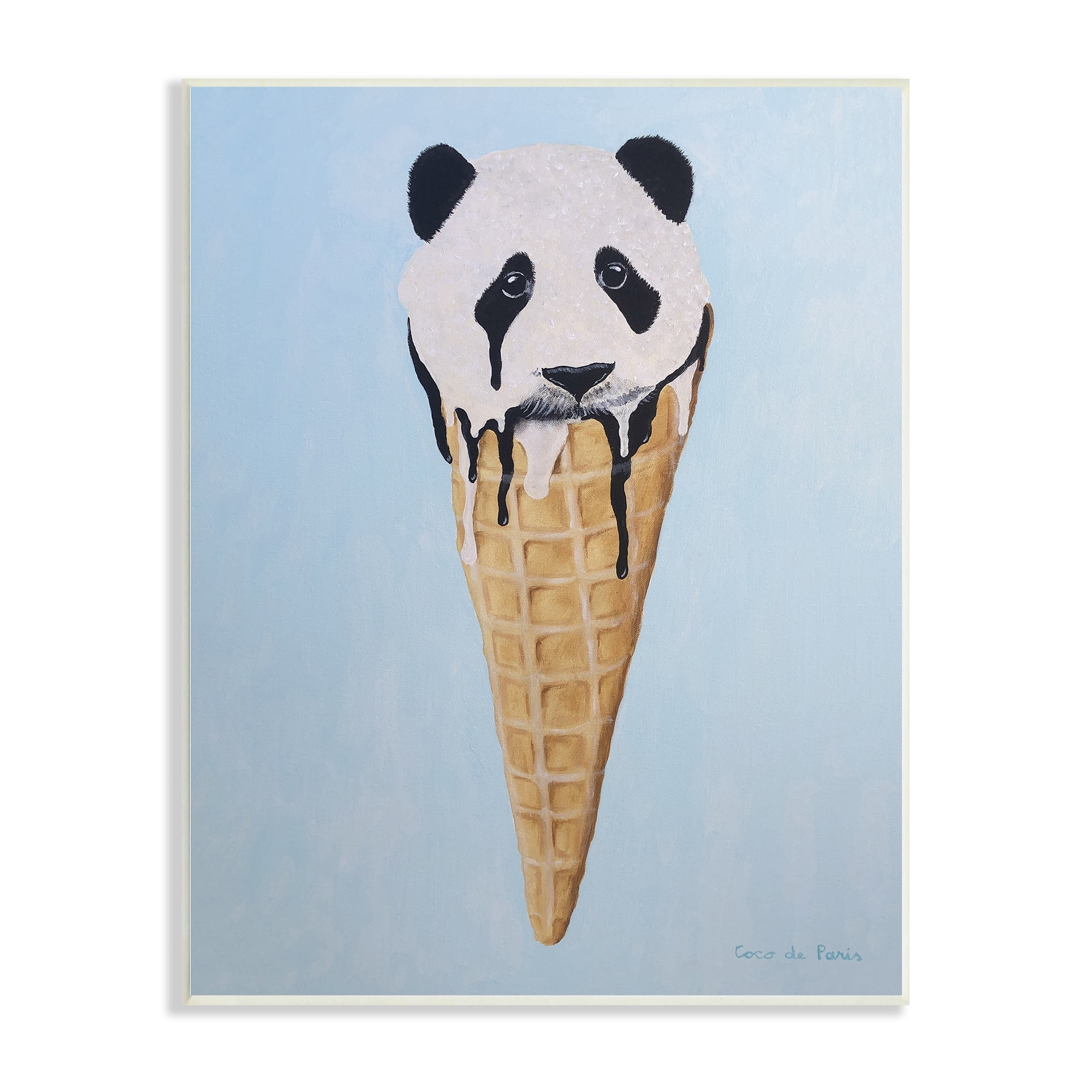 Stupell Industries Adorable Panda Bear Ice Cream Waffle Cone , 10 x 15, Design by Coco de Paris