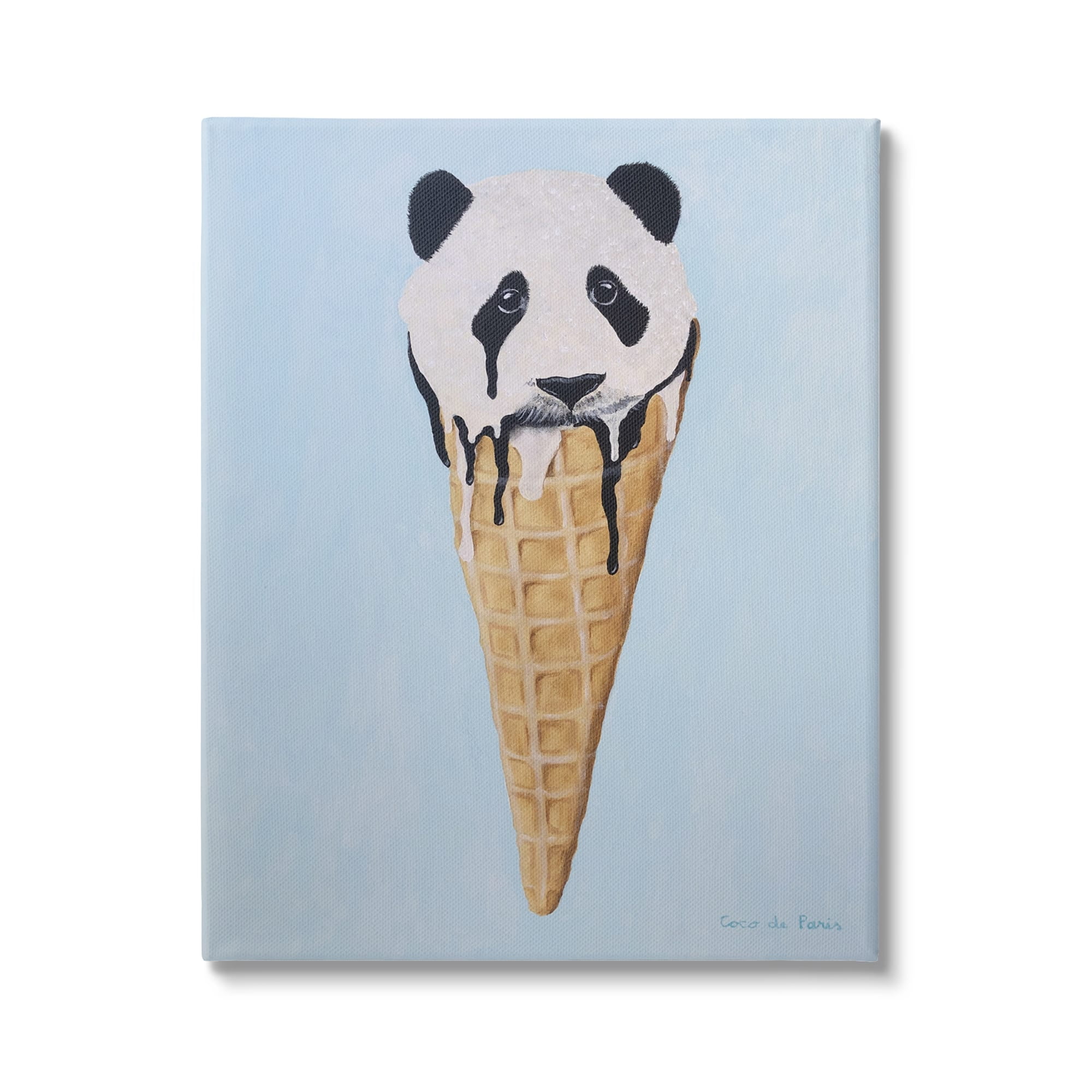 Stupell Industries Adorable Panda Bear Ice Cream Waffle Cone , 24 x 30, Design by Coco de Paris