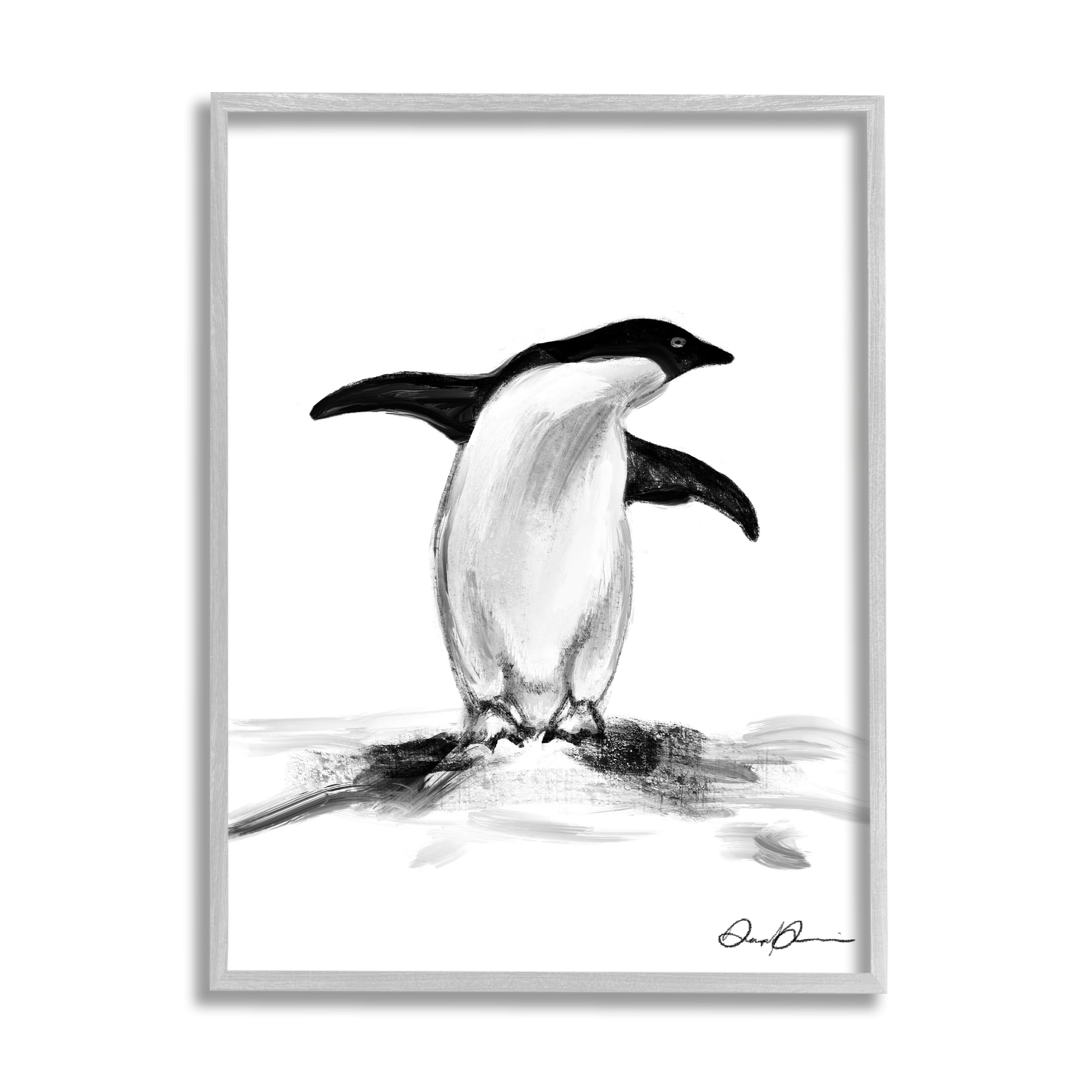 Stupell Industries Adorable Penguin On Snow Mound Arctic Tuxedo Bird, 11 x 14, Designed by Daphne Polselli