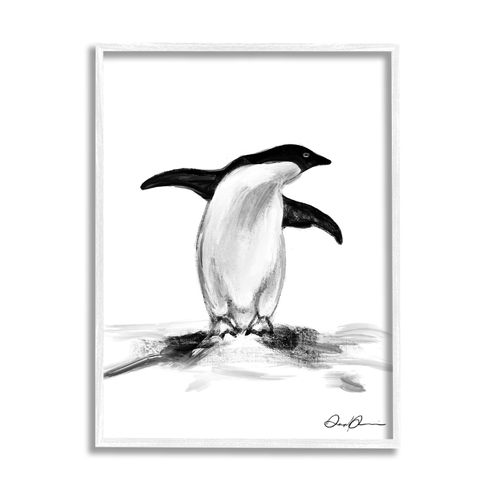 Stupell Industries Adorable Penguin On Snow Mound Arctic Tuxedo Bird, 11 x 14, Designed by Daphne Polselli