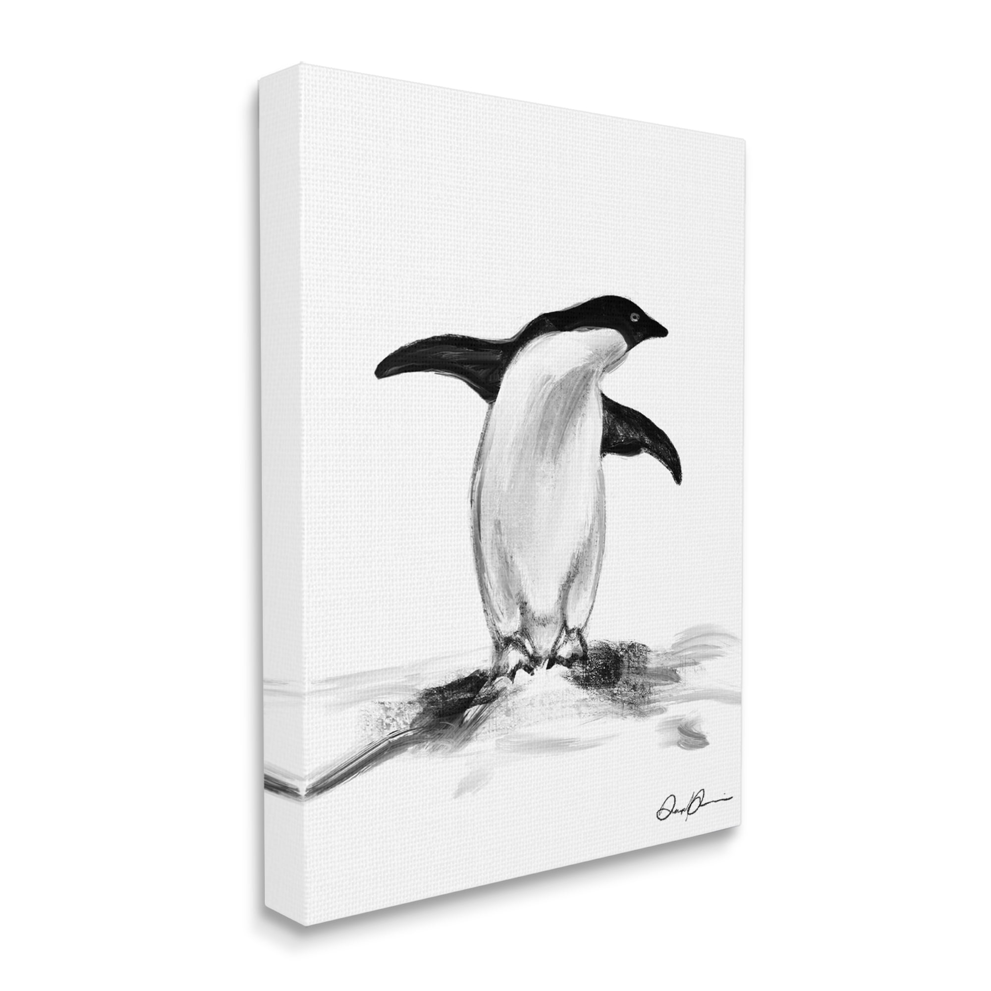 Stupell Industries Adorable Penguin On Snow Mound Arctic Tuxedo Bird, 36 x 48, Designed by Daphne Polselli