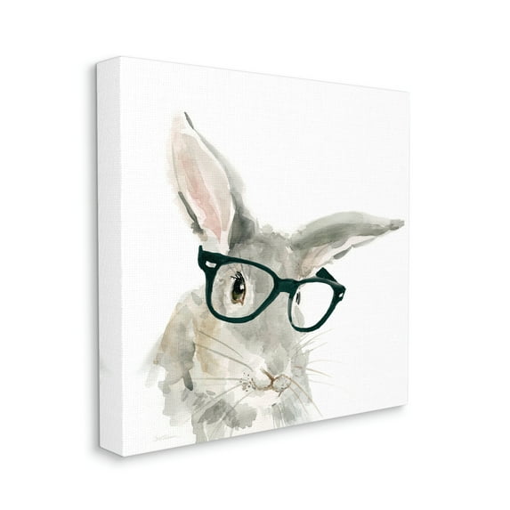 Stupell Industries Adorable Rabbit Black Frame Glasses Hipster Bunny, 30 x 30, Design by Carol Robinson