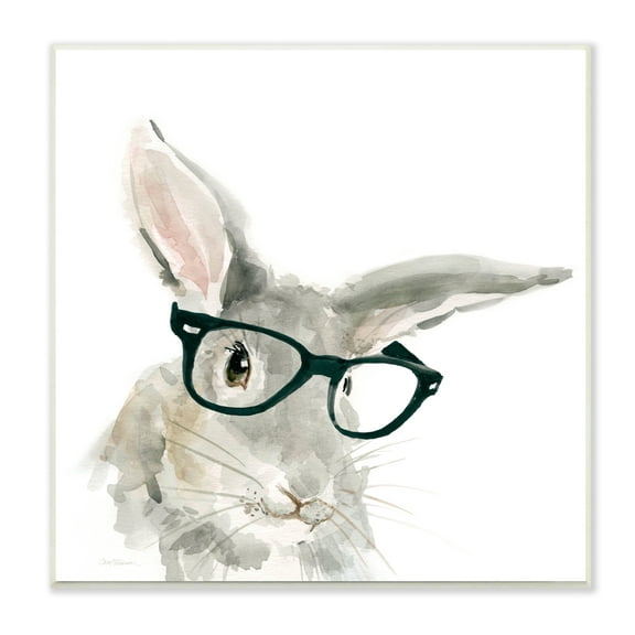 Stupell Industries Adorable Rabbit Black Frame Glasses Hipster Bunny Animals & Insects Painting Unframed Art Print Wall Art, 12 x 12