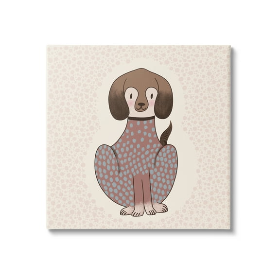 Stupell Industries Adorable Spotted Dog Kids Polka Dot Patterned Animal Graphic Art Gallery Wrapped Canvas Print Wall Art, Design by Birgit Maria Kiennast