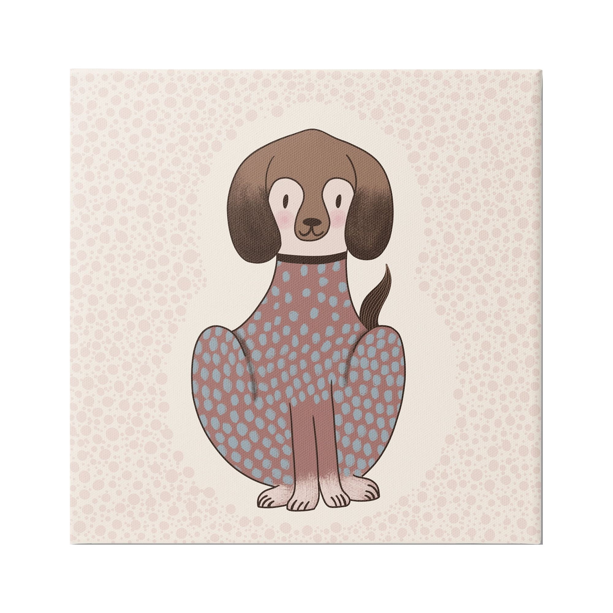 Stupell Industries Adorable Spotted Dog Kids Polka Dot Patterned Animal Graphic Art Gallery Wrapped Canvas Print Wall Art, Design by Birgit Maria Kiennast
