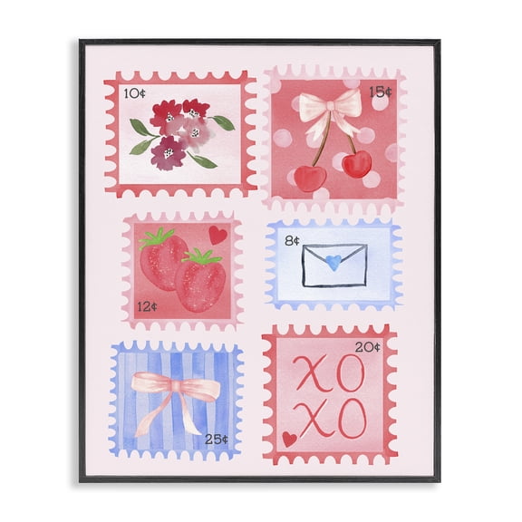 Stupell Industries Adorable Stamps Arrangement Black Framed Giclee Art design by Nina Jacobs, 14 x 11